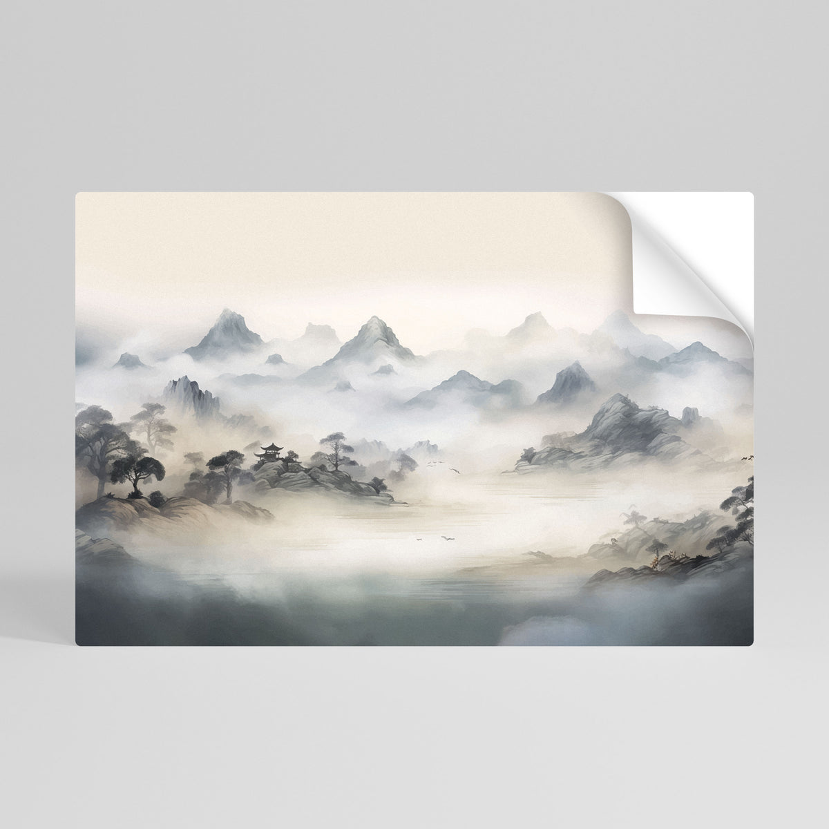 HIDDEN TEMPLE MIST Selbstklebendes Horizontal-Poster