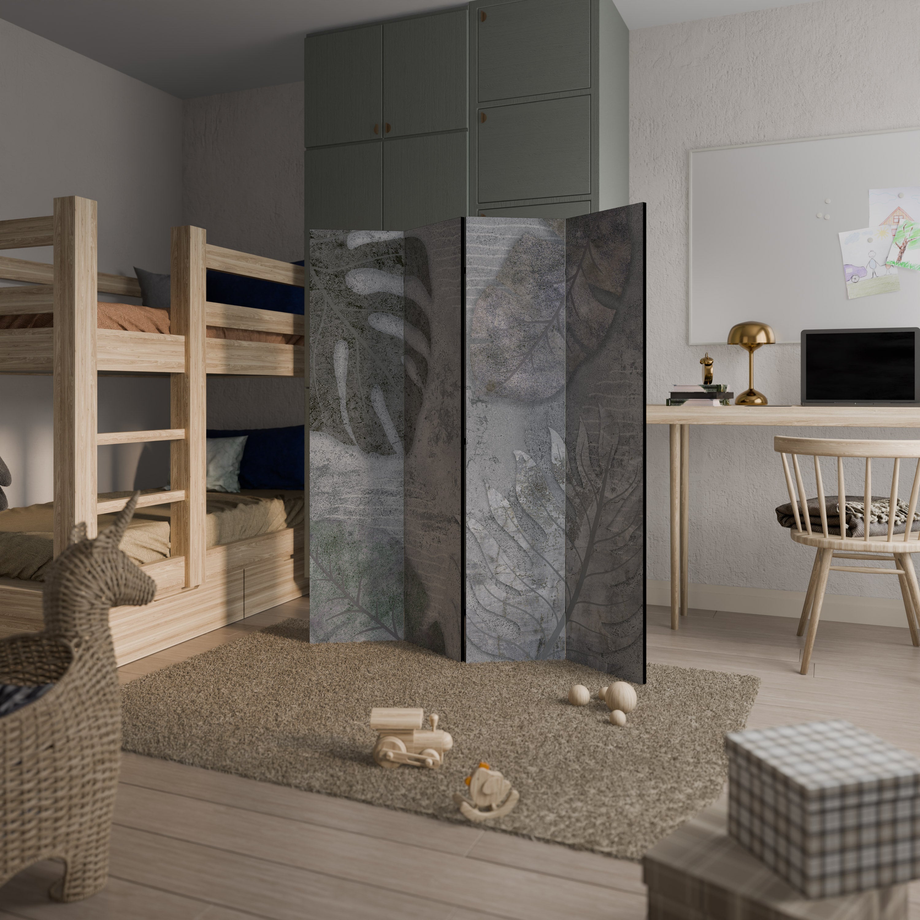 VINTAGE GREENERY Dekorativer 4-teiliger Raumteiler