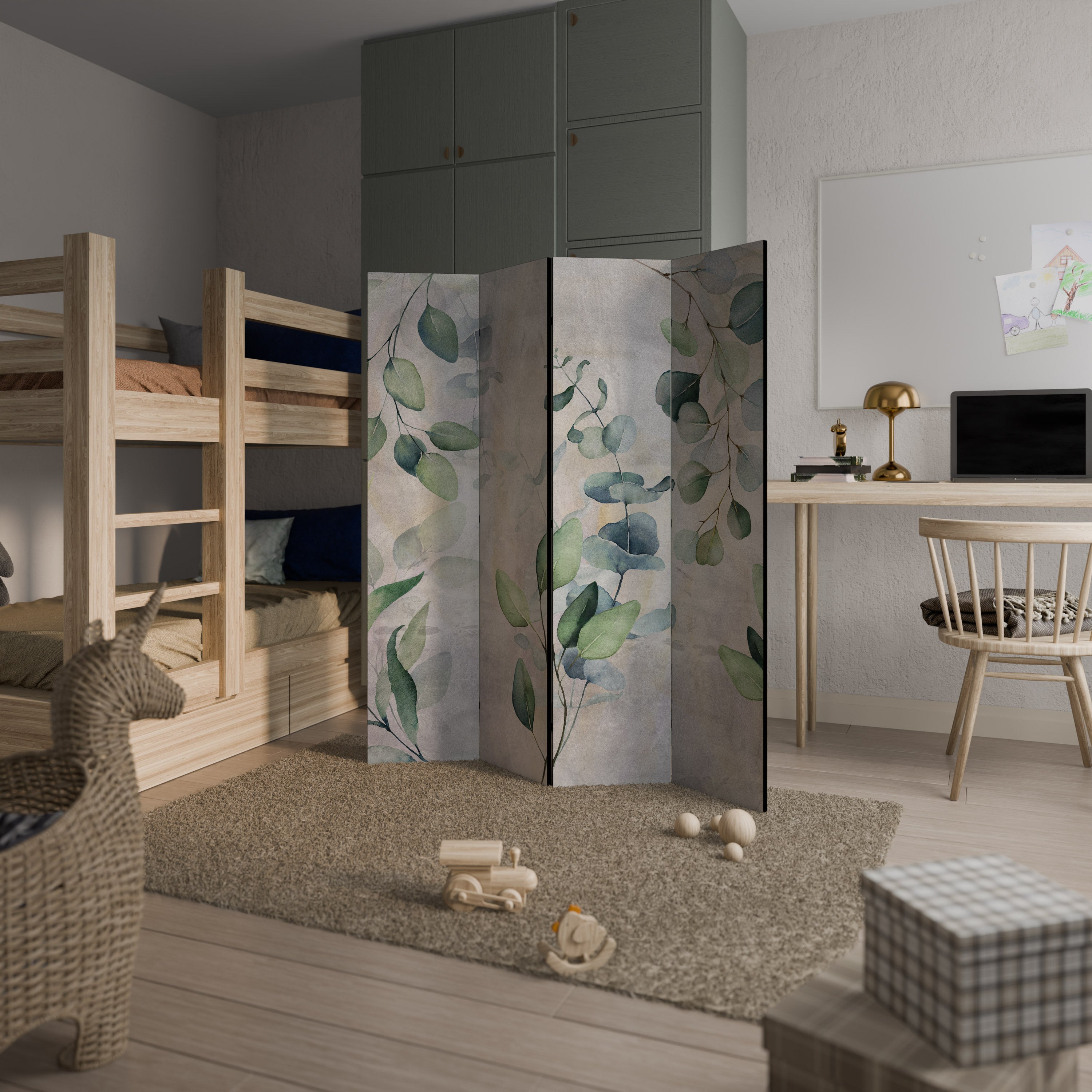 PEACEFUL SPRIGS Dekorativer 4-teiliger Raumteiler