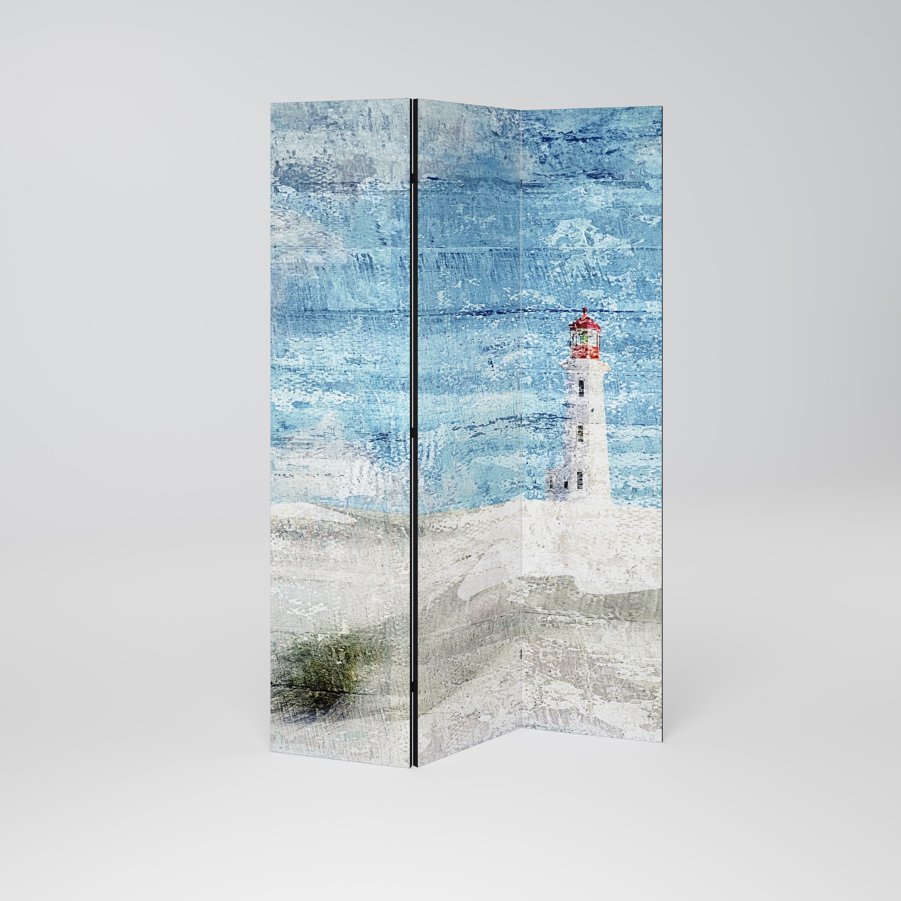 Dekorativer 3-teiliger Raumteiler „Lighthouse in Tranquility“