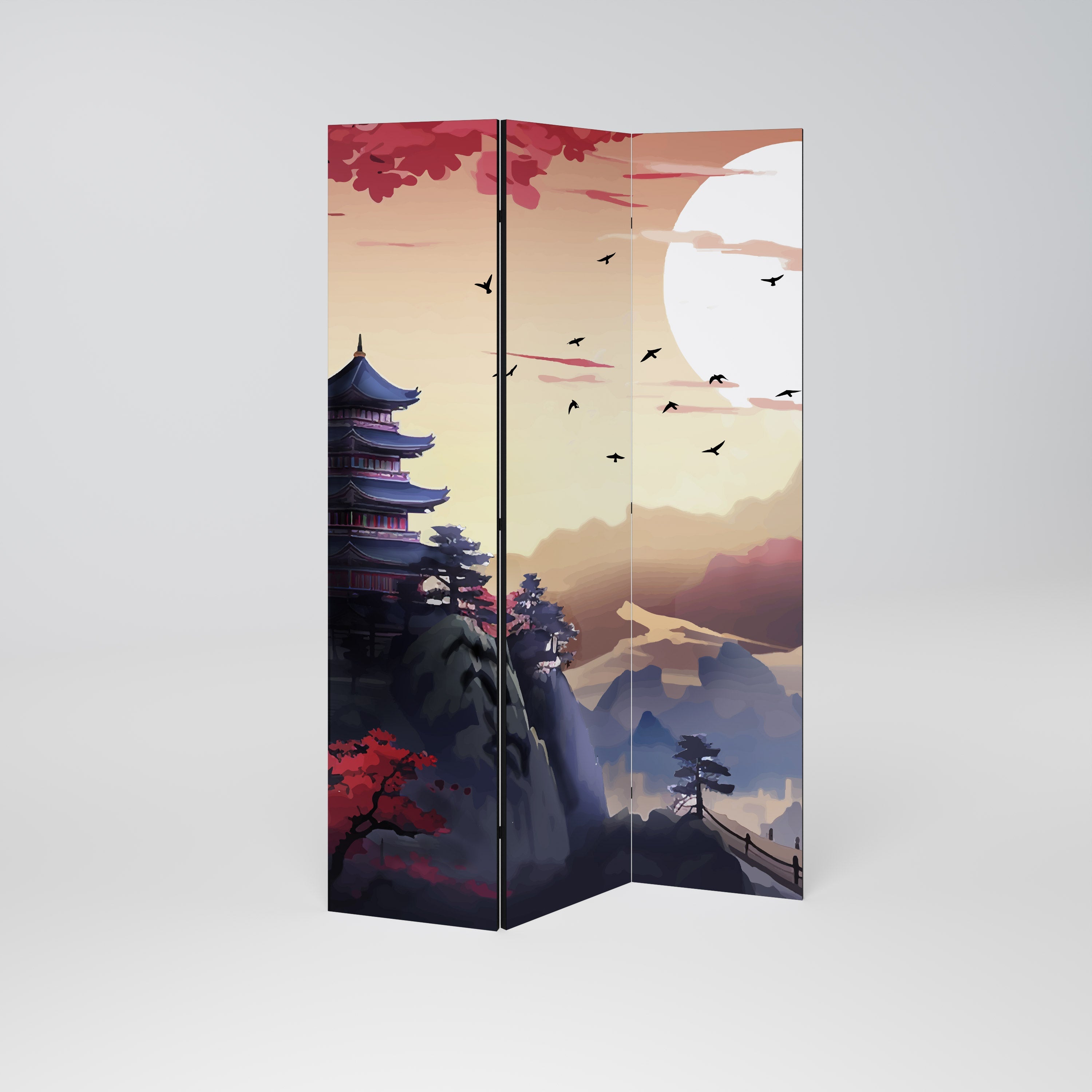 JAPANESE AURA Dekorativer 3-teiliger Raumteiler