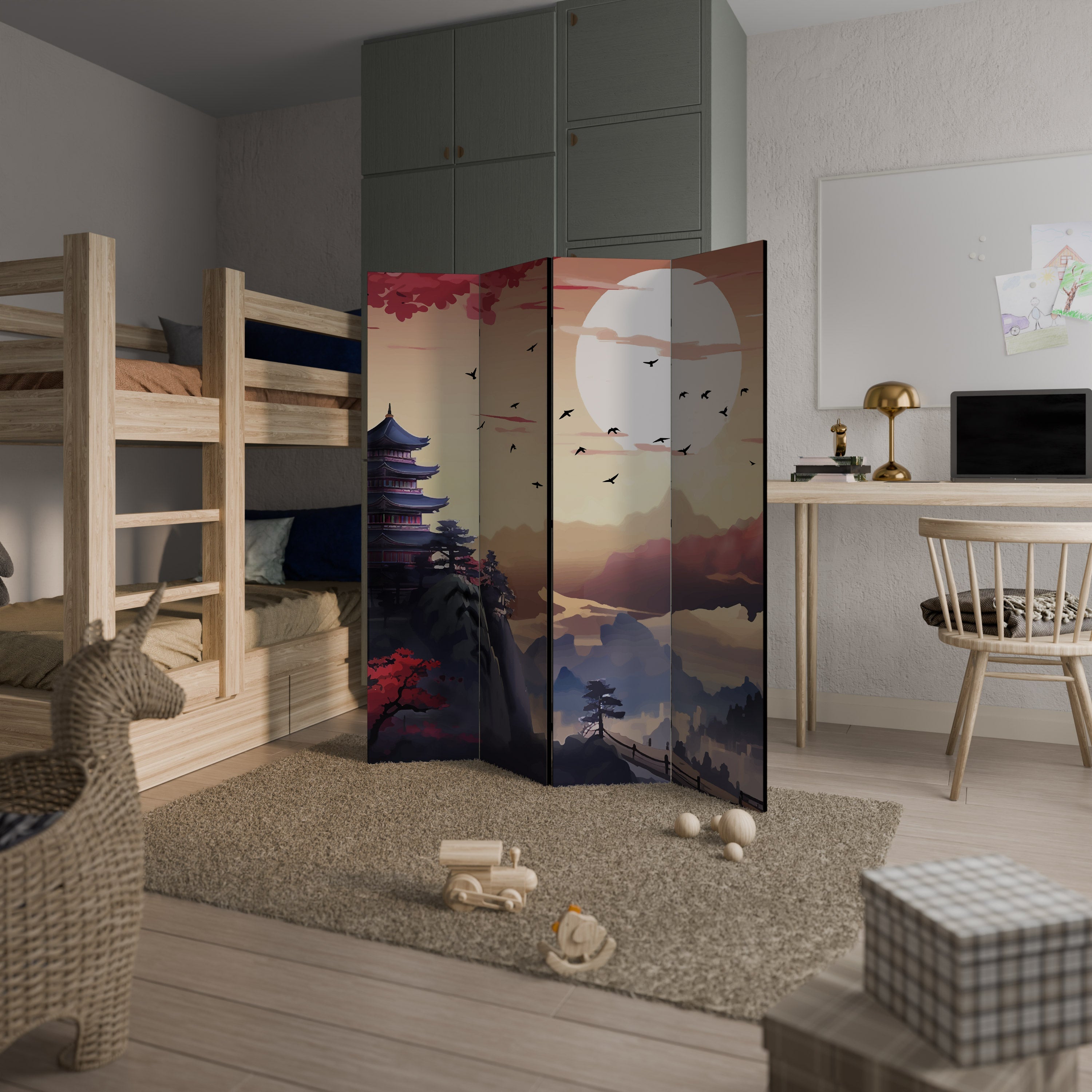 Dekorativer 4-teiliger Raumteiler JAPANESE AURA