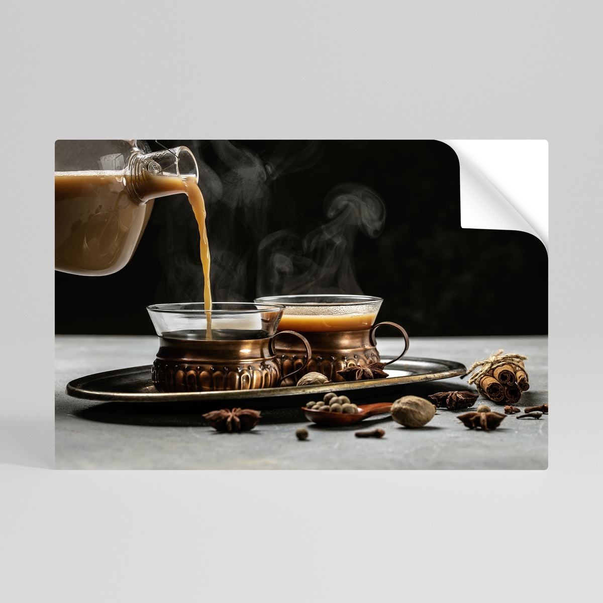 STEAMING SIPS OF SERENITY Selbstklebendes Horizontal-Poster