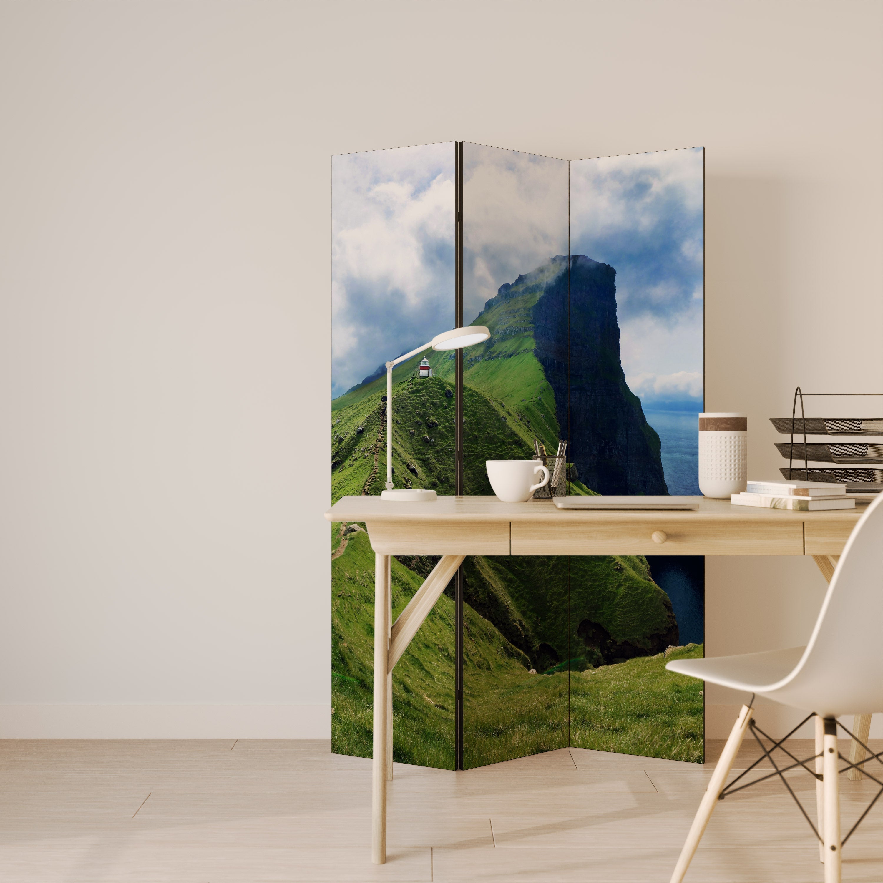 Dekorativer 3-teiliger Raumteiler „Cliffs of Tranquility“