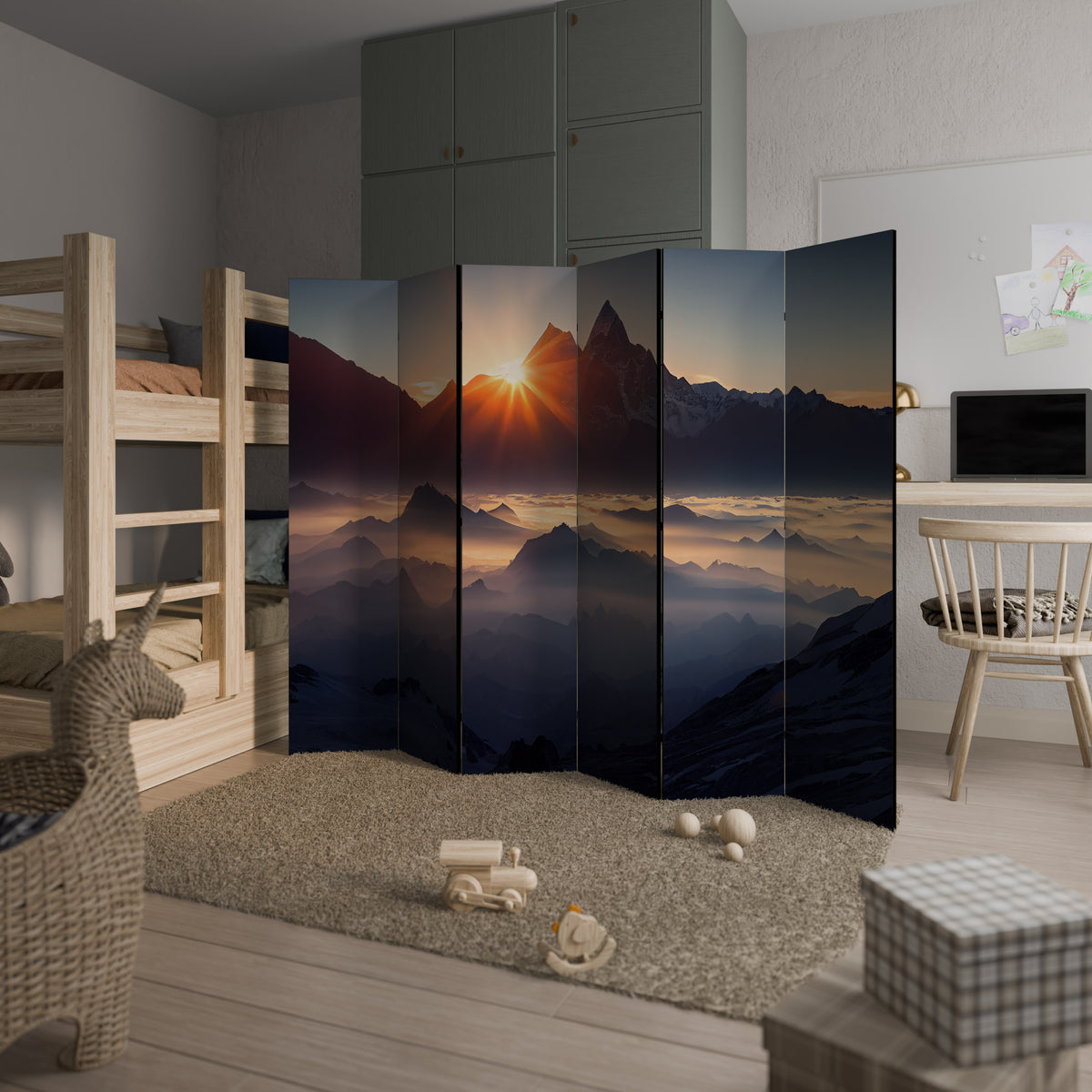 MOUNTAINS AT DAWN 6-teiliger Paravent