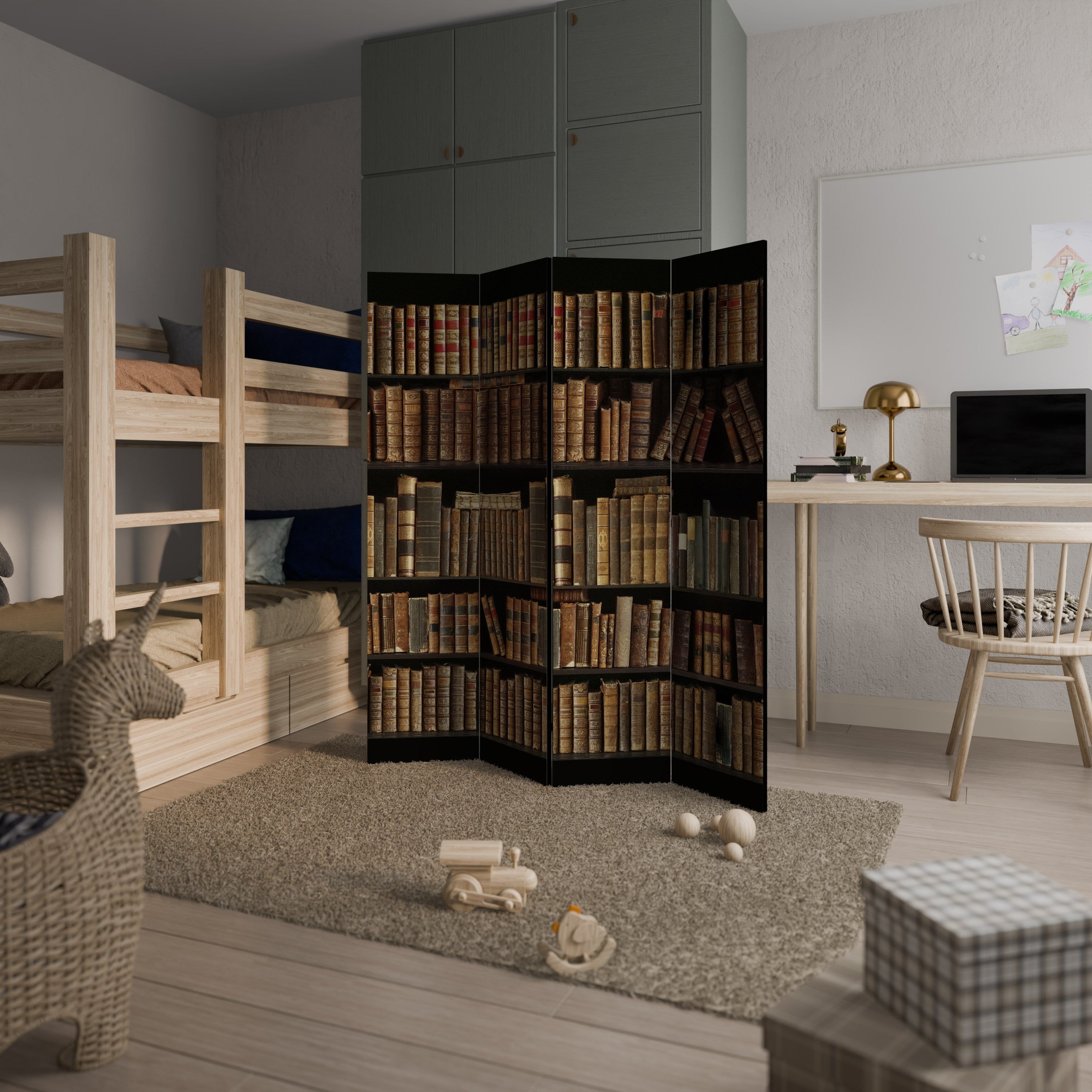 SHELVES OF TIME Dekorativer 4-teiliger Raumteiler