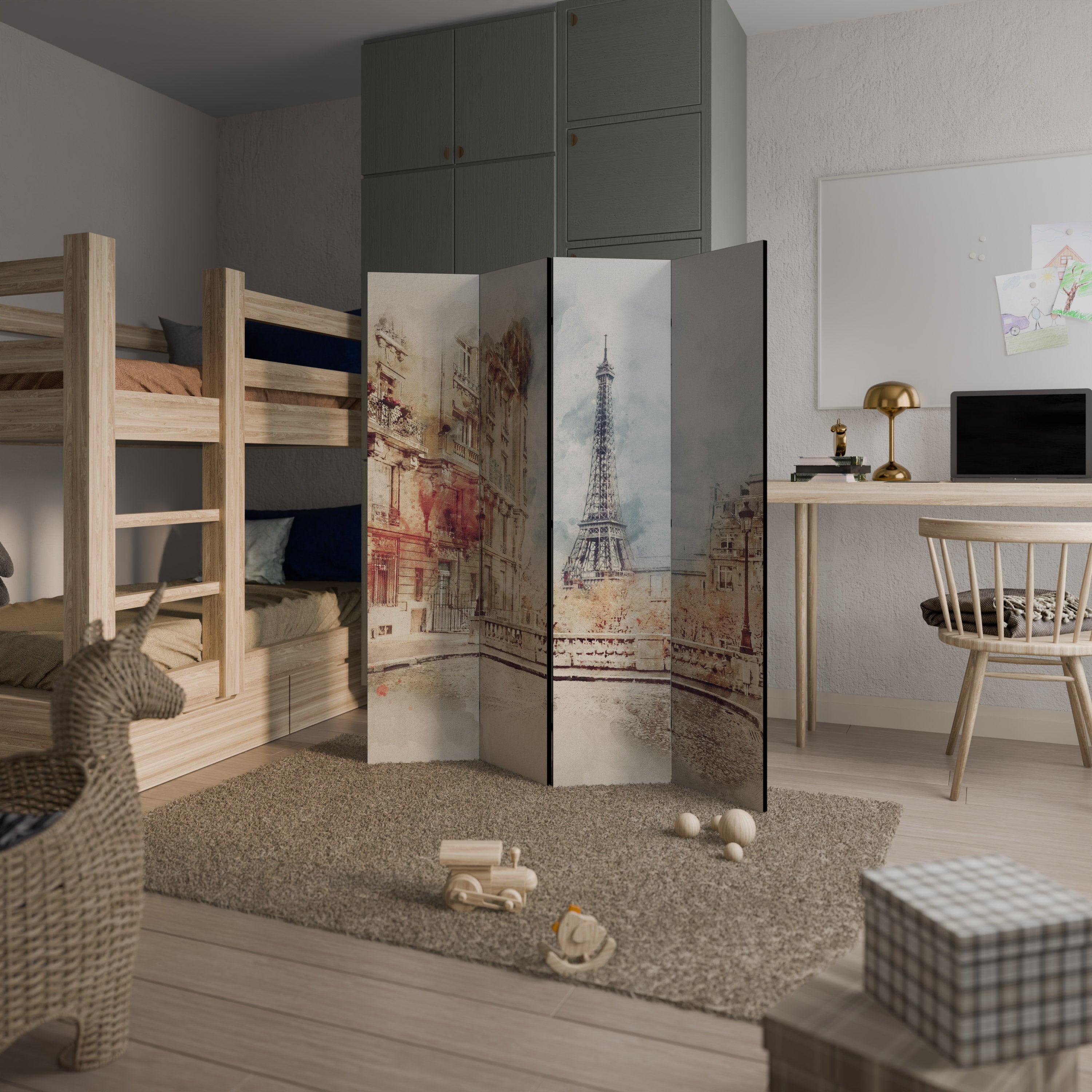 PARISIAN DAYDREAM Dekorativer 4-teiliger Raumteiler