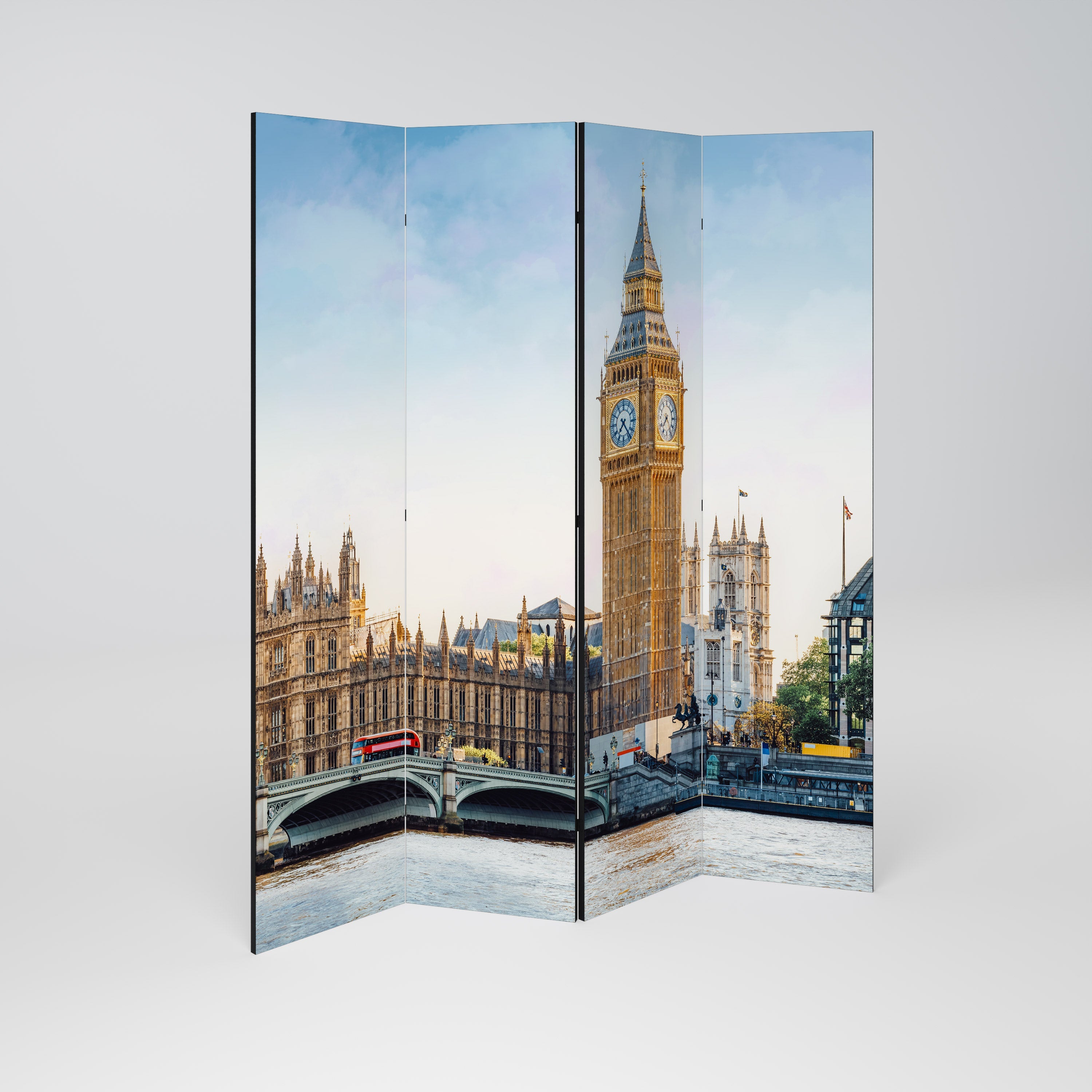 ZEITLOSE LONDON-ELEGANZ Dekorativer 4-teiliger Raumteiler