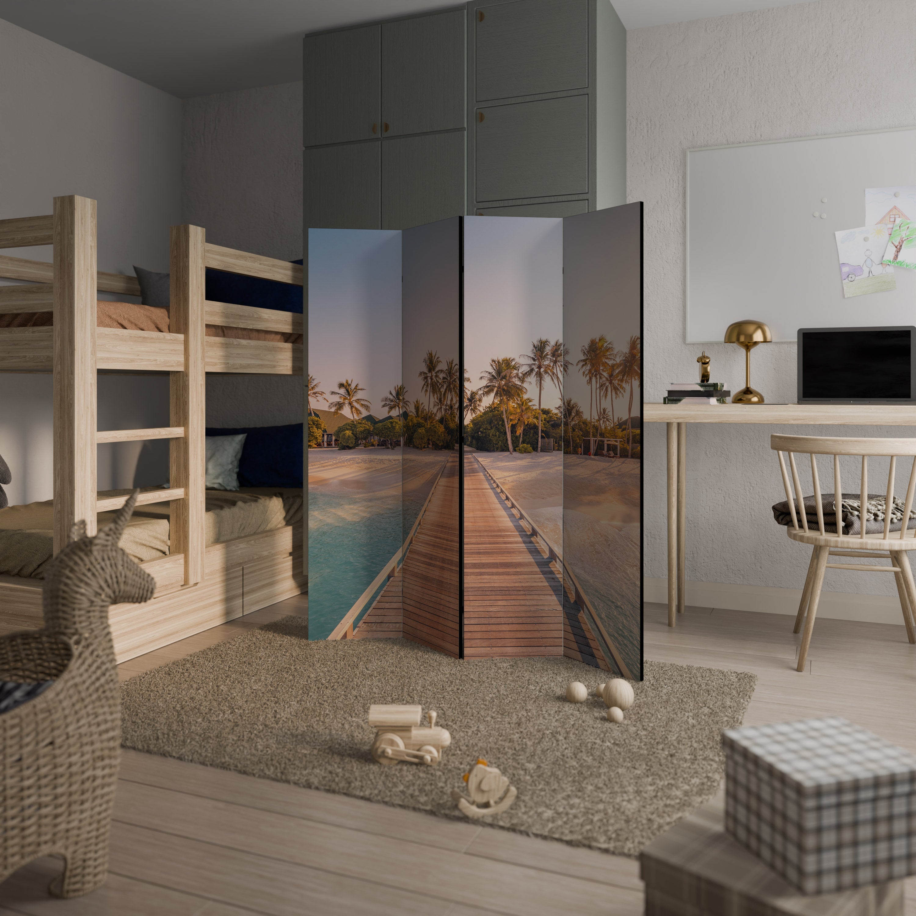 SUNSET SANDSCAPE JOURNEY Dekorativer 4-teiliger Raumteiler