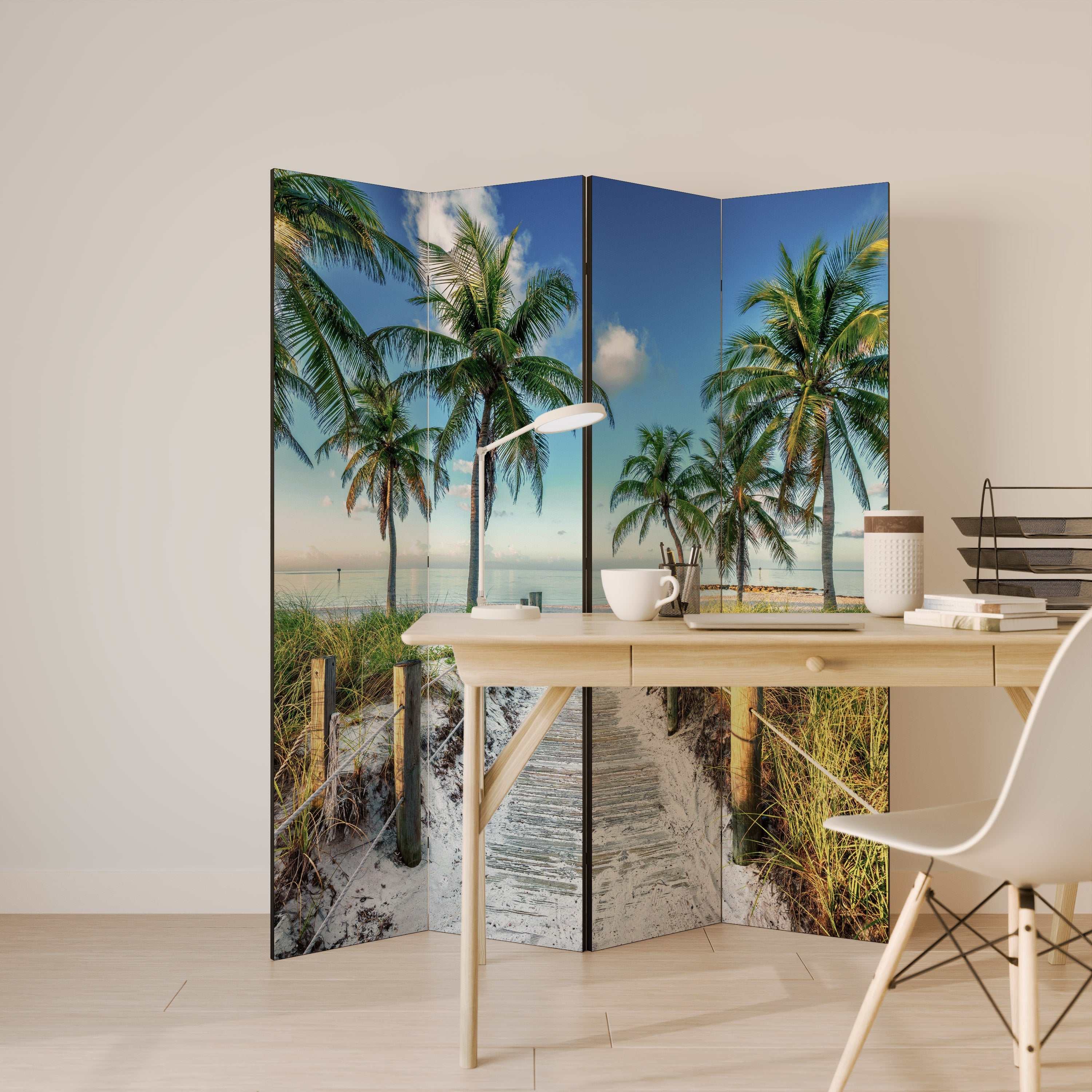 BREEZY COASTAL RETREAT Dekorativer 4-teiliger Raumteiler