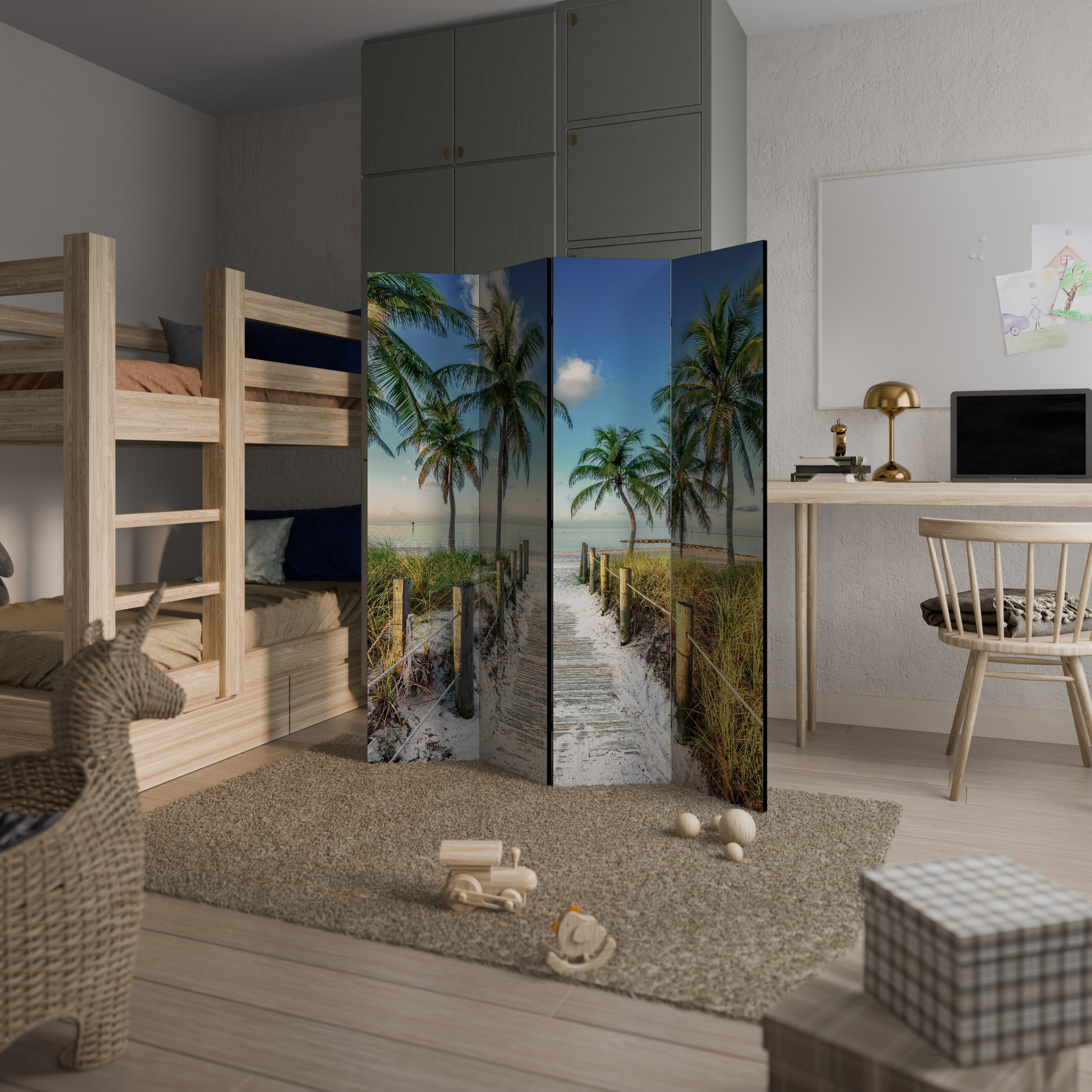 BREEZY COASTAL RETREAT Dekorativer 4-teiliger Raumteiler