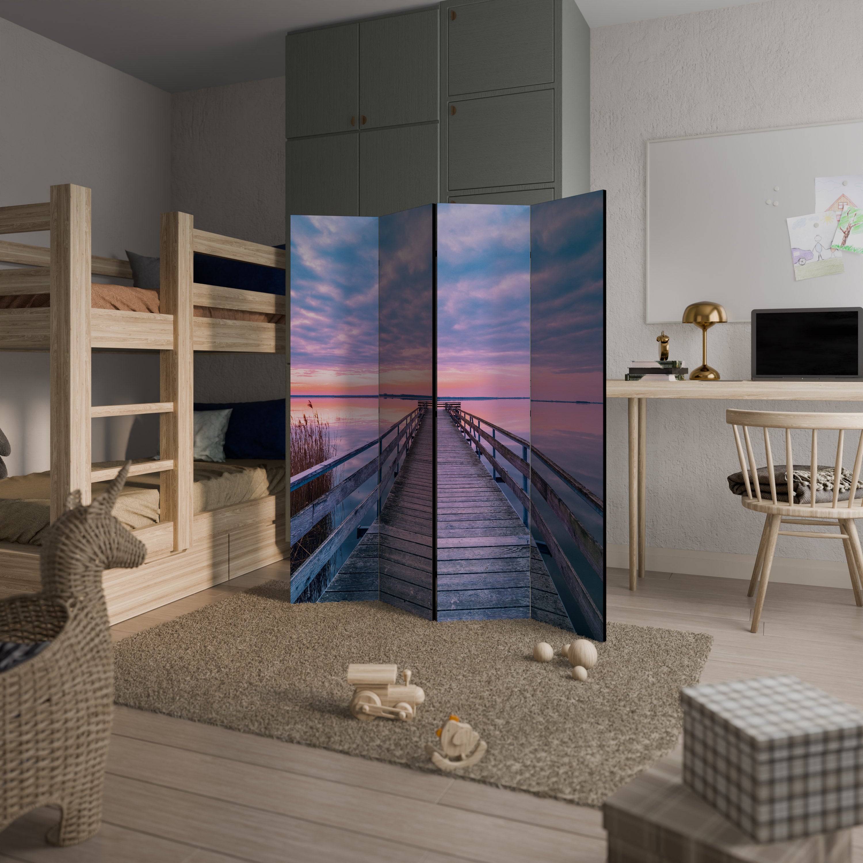 PASTEL PROMENADE Dekorativer 4-teiliger Raumteiler