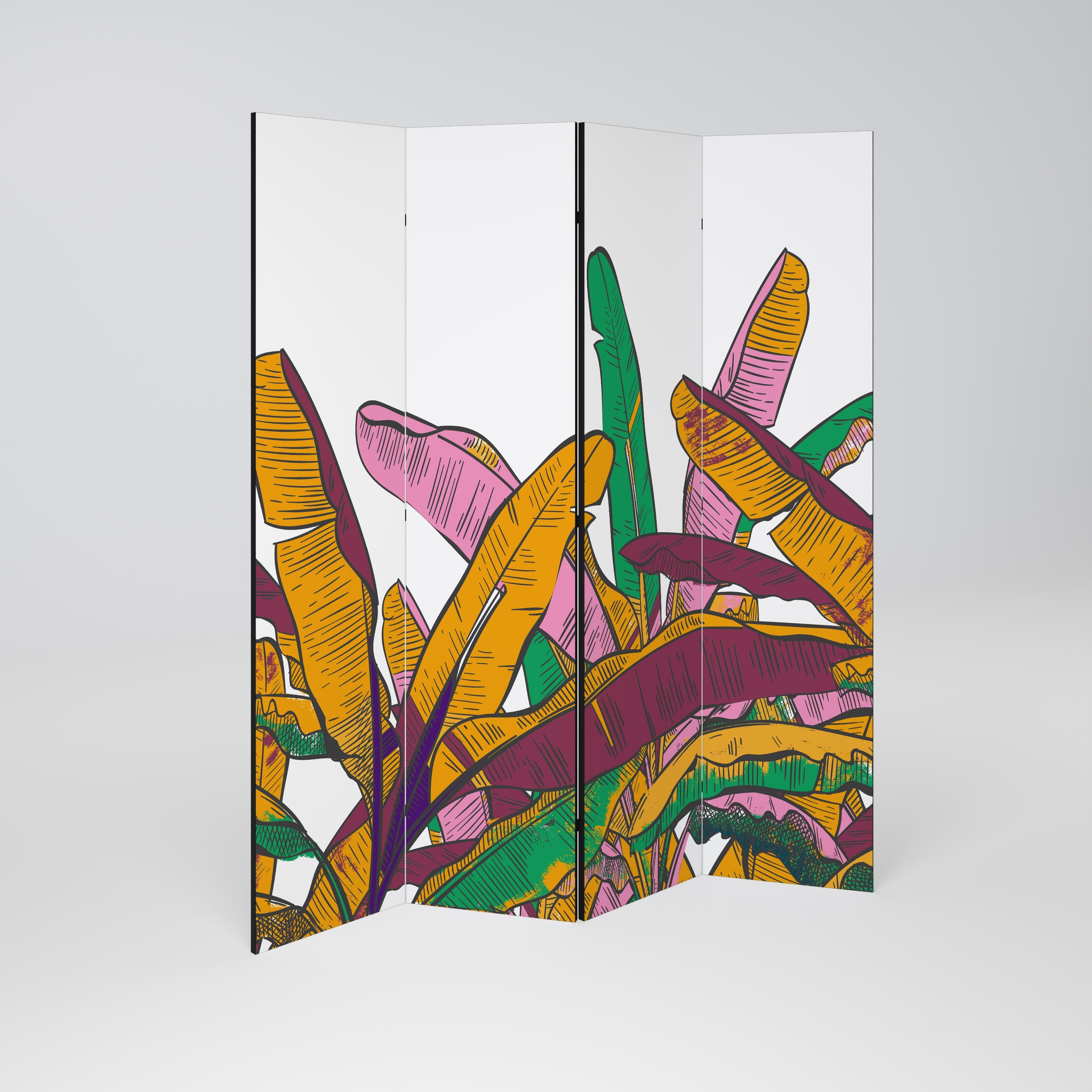 TROPICAL GLOW Dekorativer 4-teiliger Raumteiler