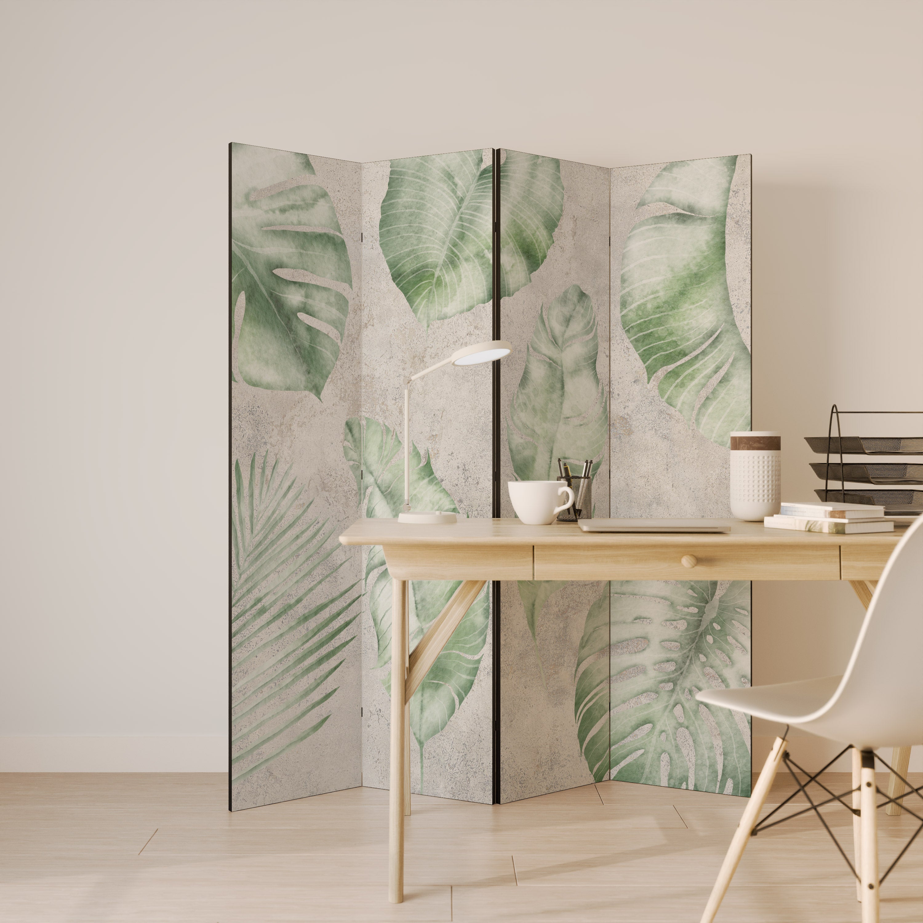 LUSH LEAF WHISPERS Dekorativer 4-teiliger Raumteiler