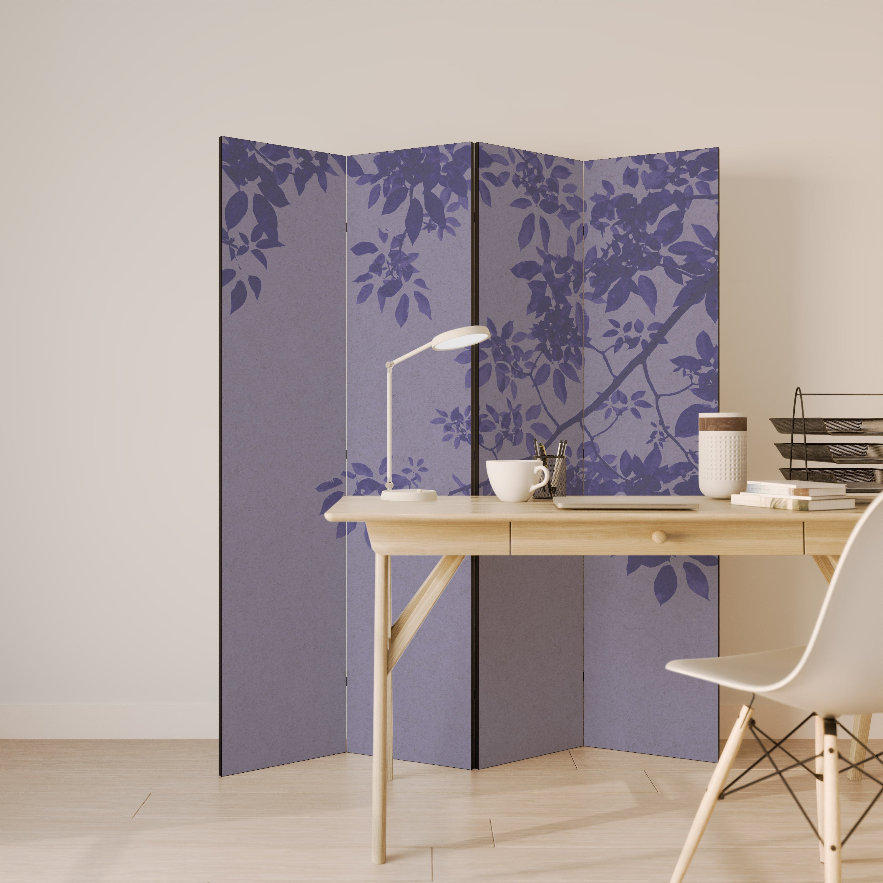 ELEGANT LEAFY VEIL Dekorativer 4-teiliger Raumteiler