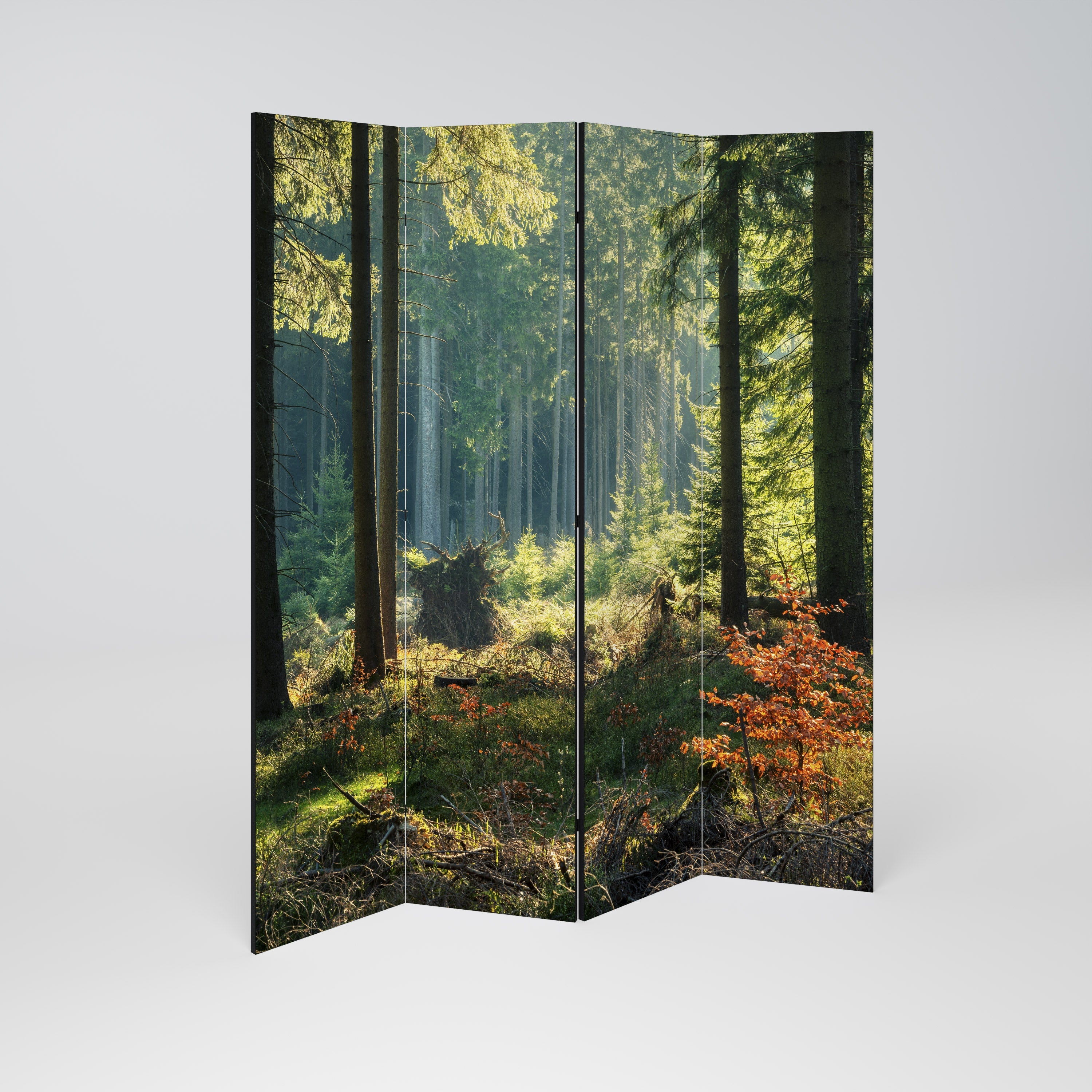 SUNLIT FOREST SERENADE Dekorativer 4-teiliger Raumteiler