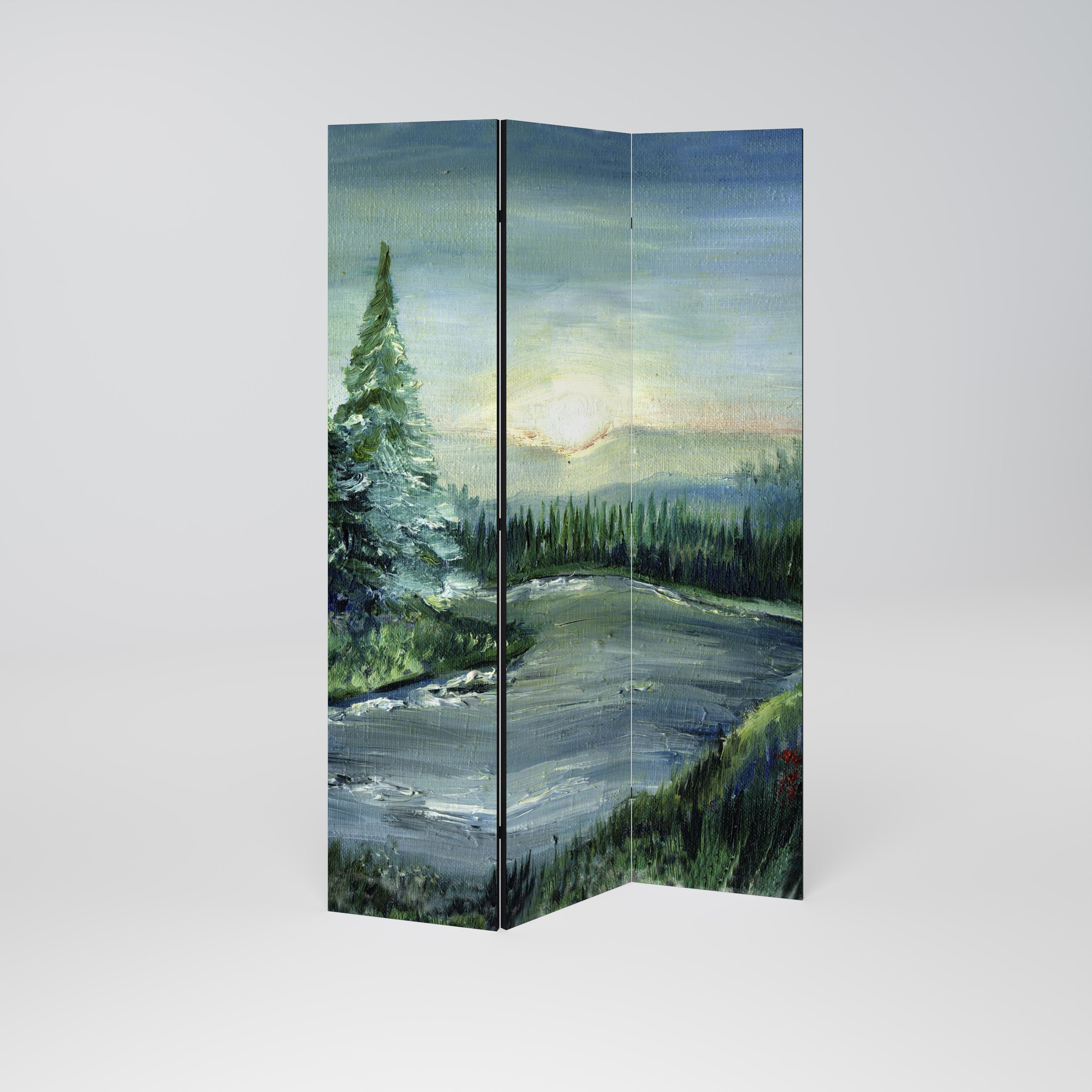 Dekorativer 3-teiliger Raumteiler FOREST SUNSET