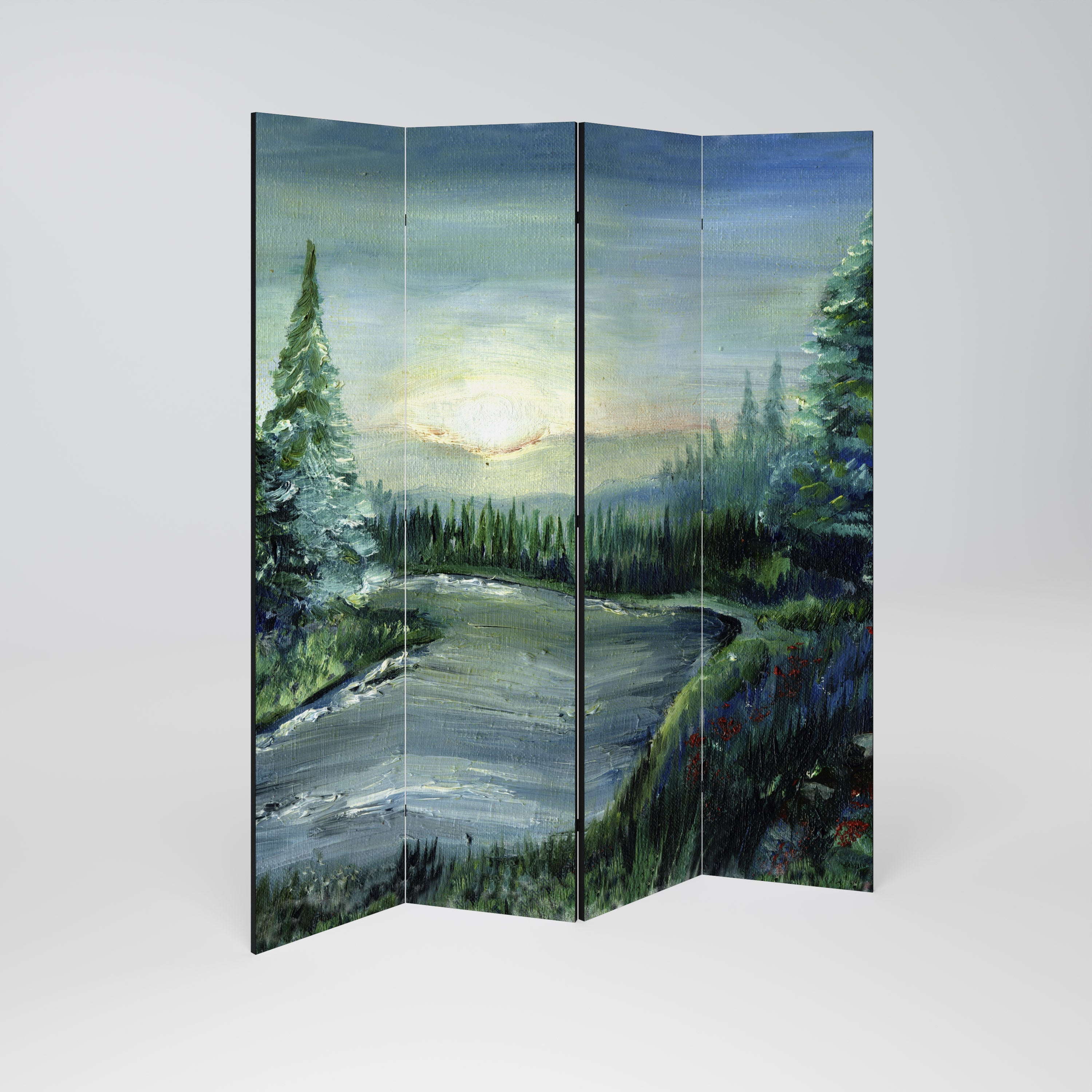 FOREST SUNSET Dekorativer 4-teiliger Raumteiler