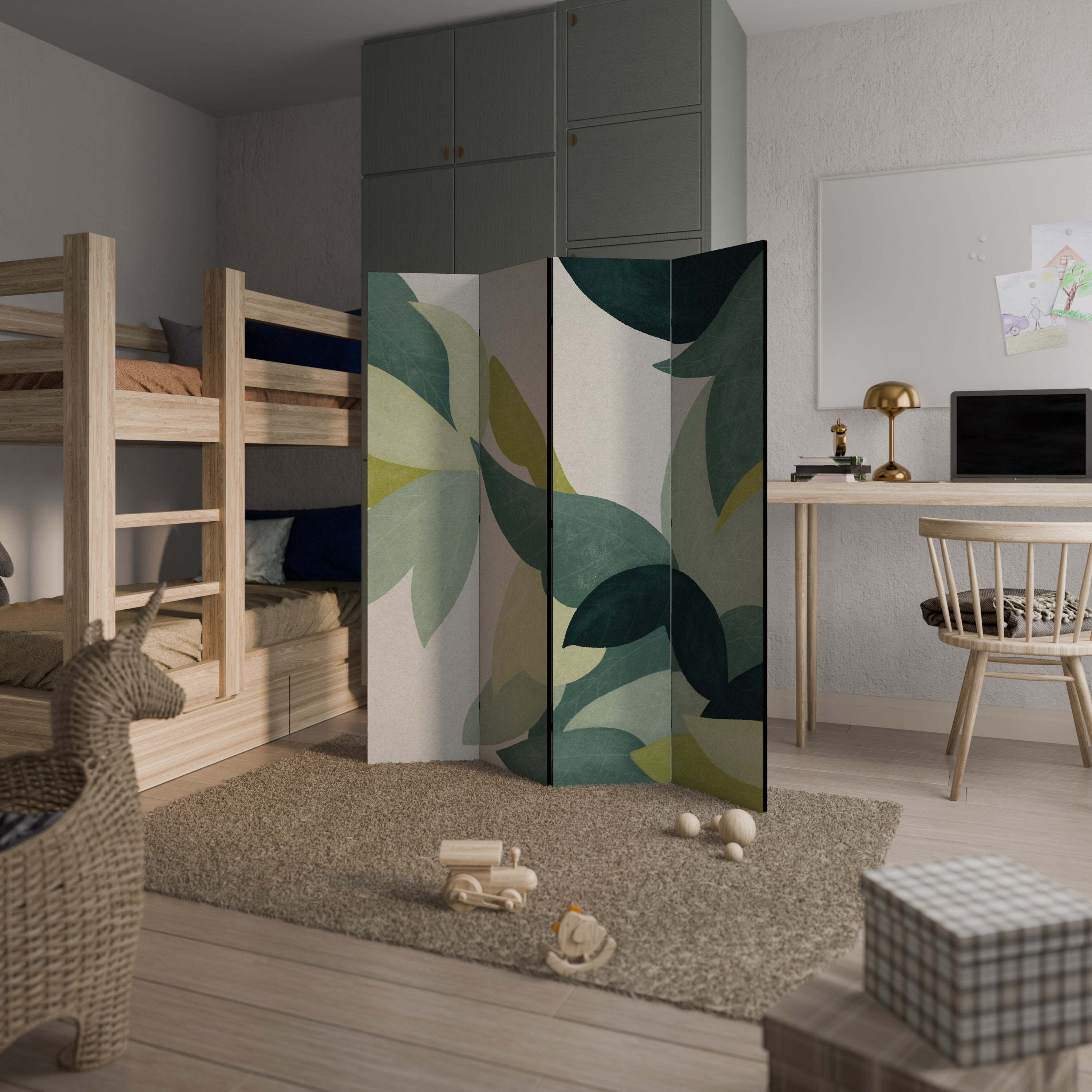 LEAFY VIBRATION Dekorativer 4-teiliger Raumteiler