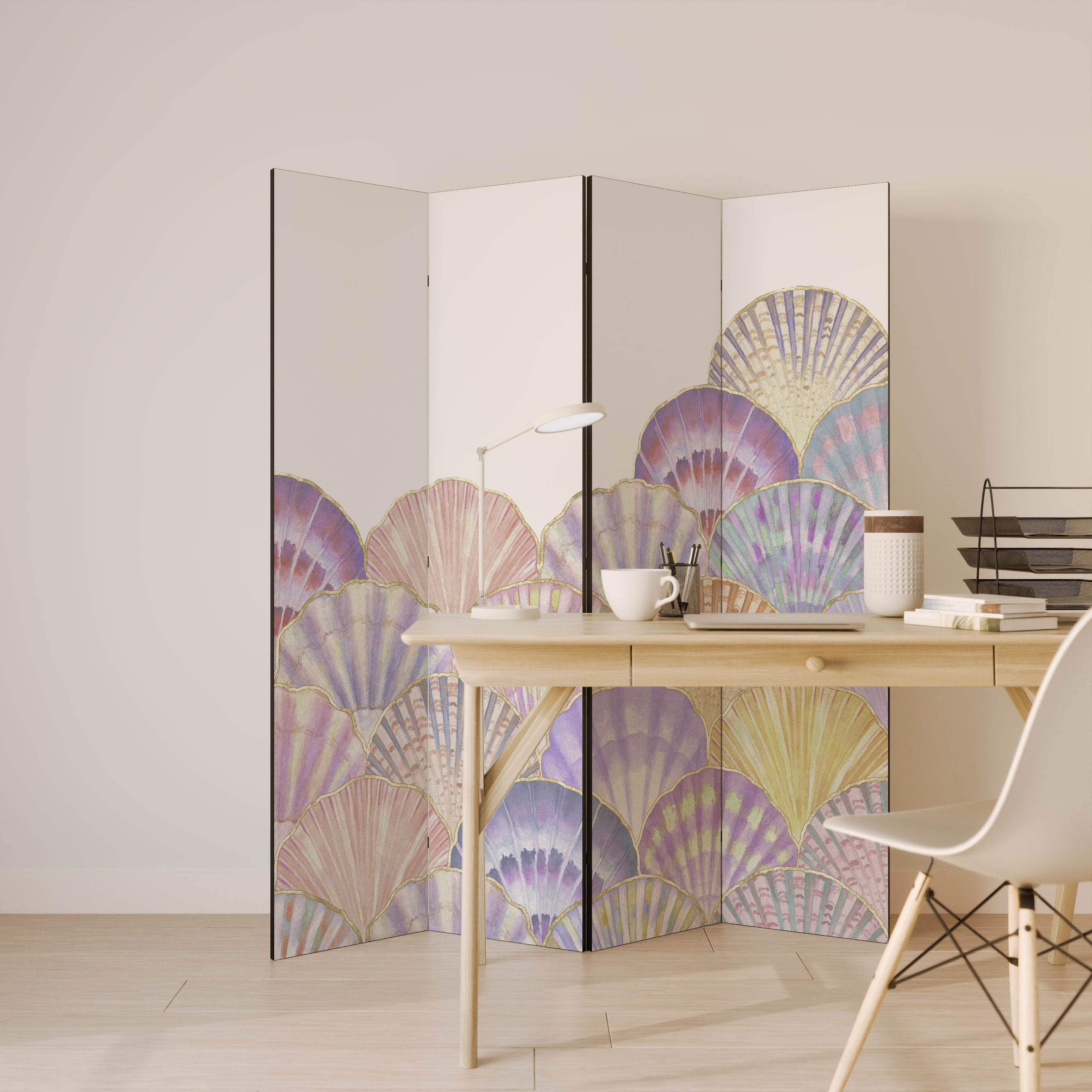 PASTEL OCEAN DREAMS Dekorativer 4-teiliger Raumteiler