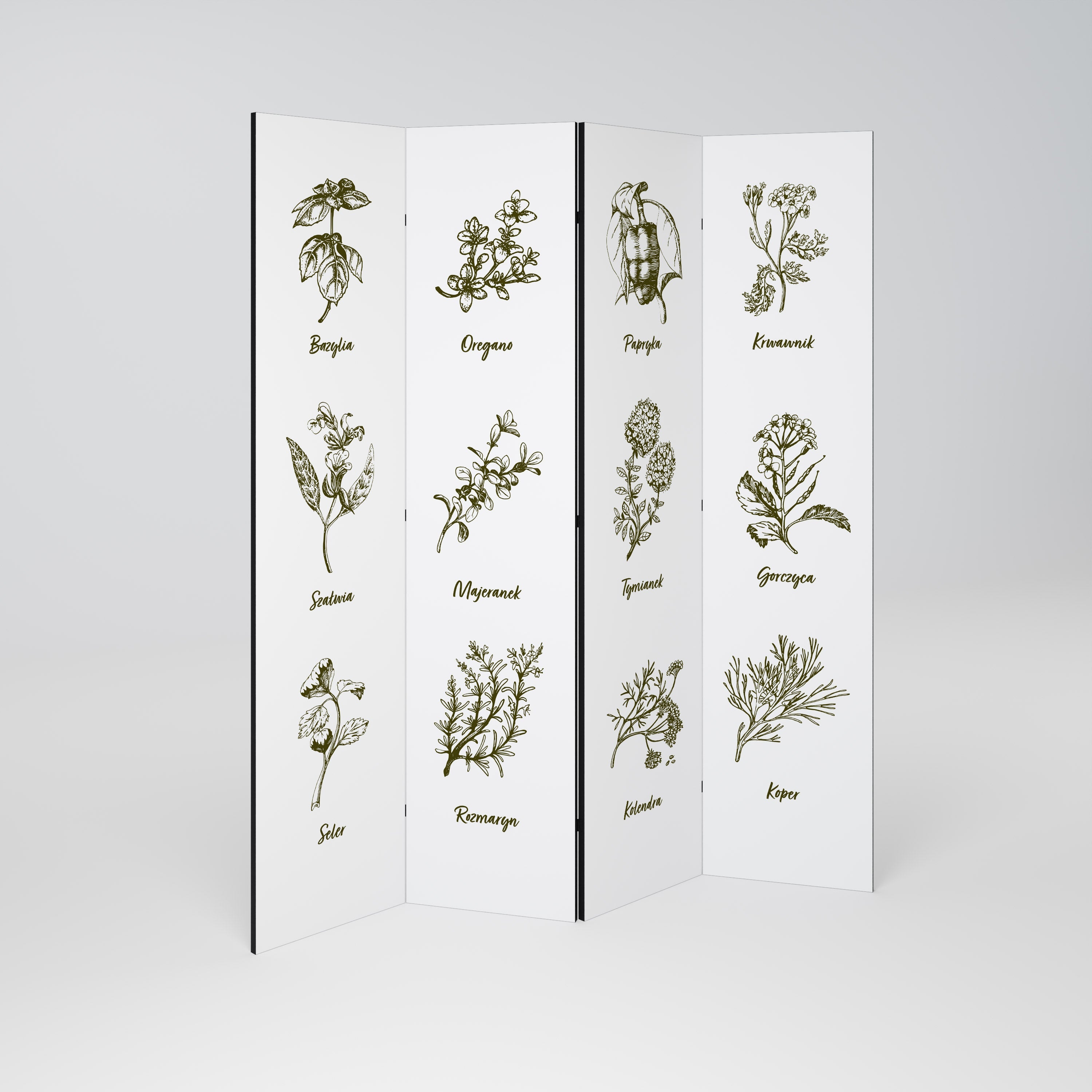 WHISPERS OF WILD HERBS Dekorativer 4-teiliger Raumteiler