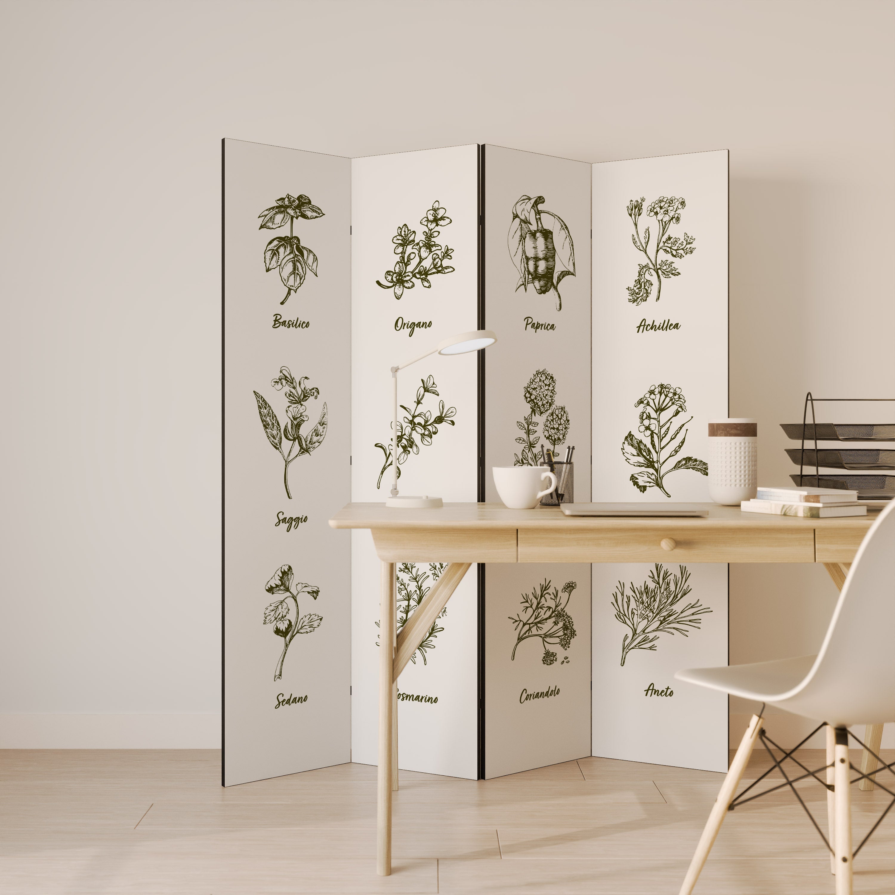 HERBAL FINESSE - IT Dekorativer 4-teiliger Raumteiler