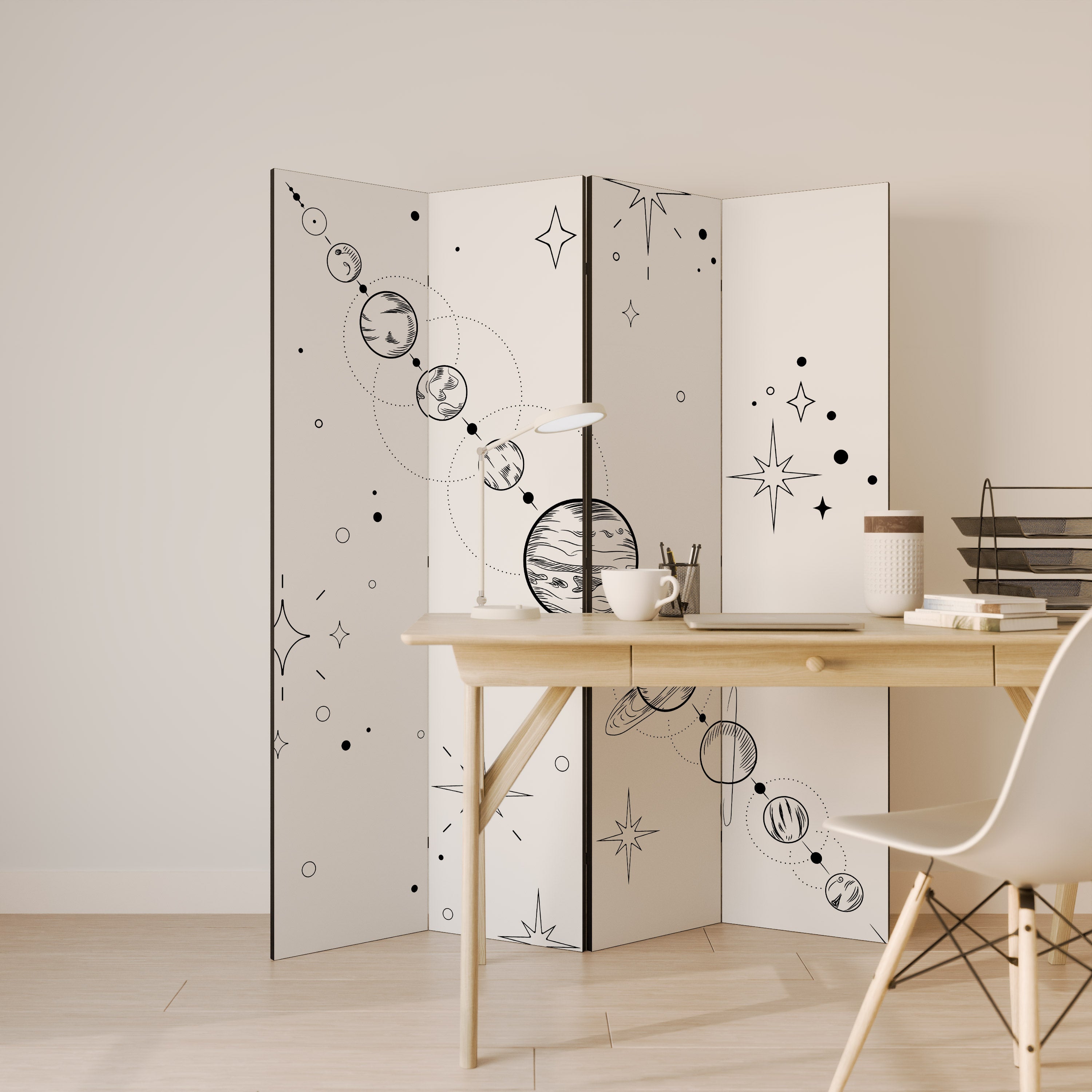 GALAXY OUTLINE Dekorativer 4-teiliger Raumteiler