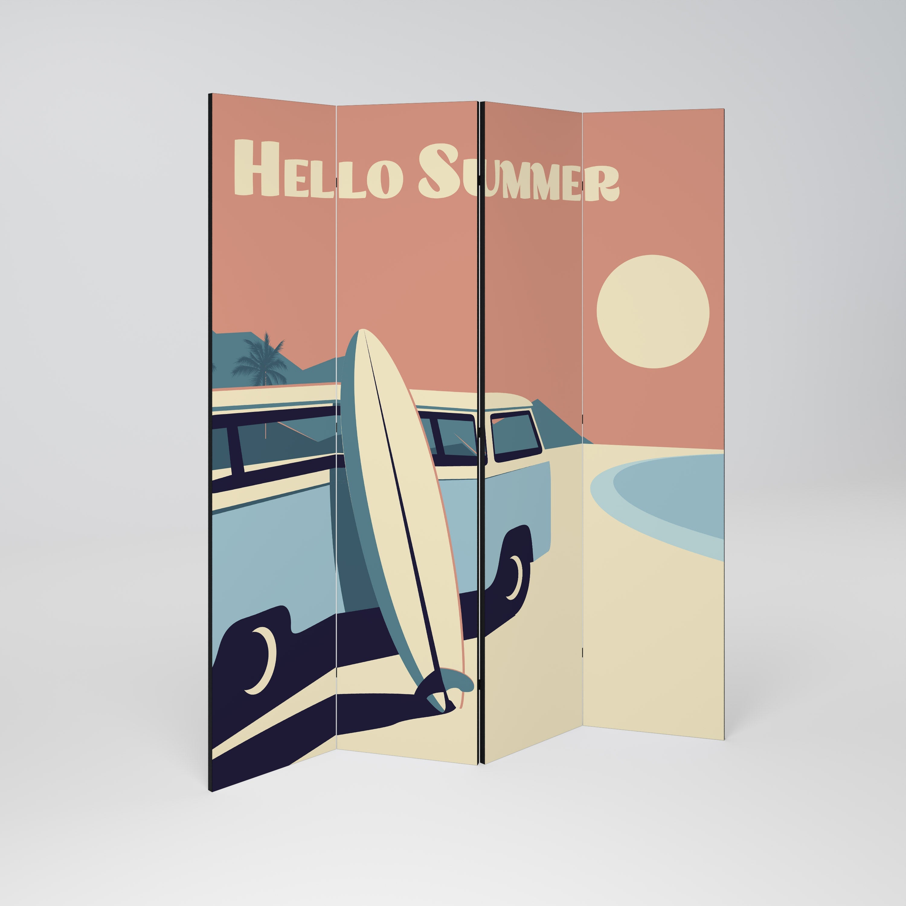 HELLO SUMMER Dekorativer 4-teiliger Raumteiler