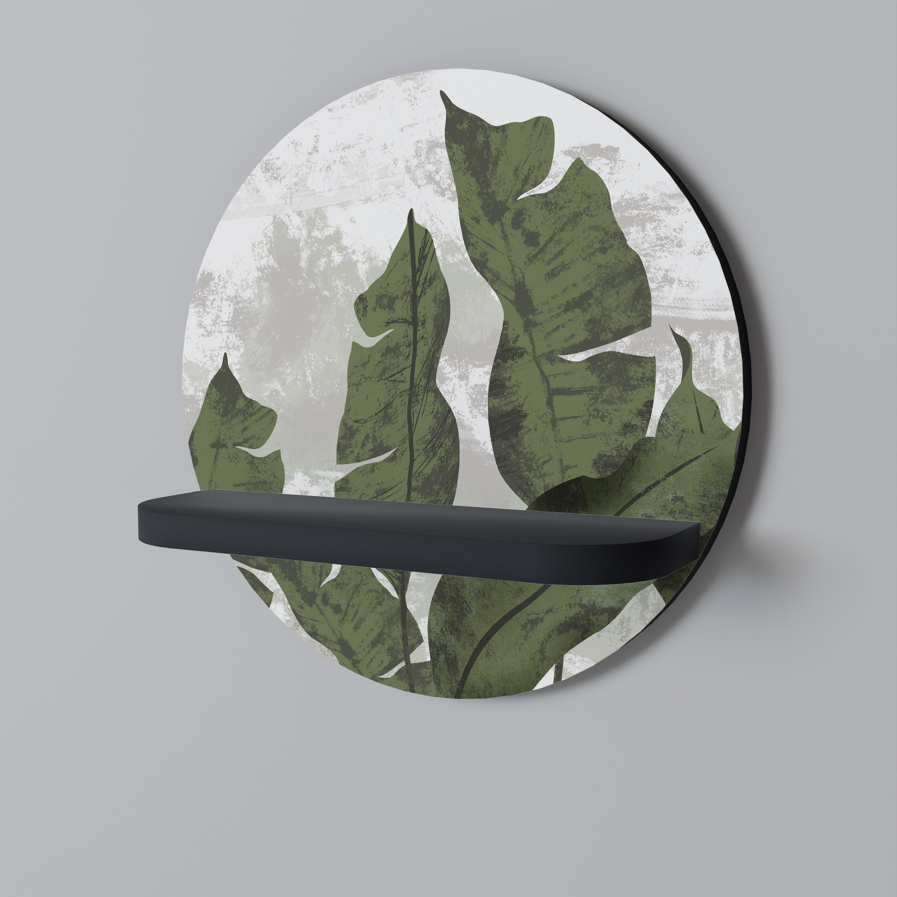 LEAF ECHO Rundes Kunstregal in Schwarz