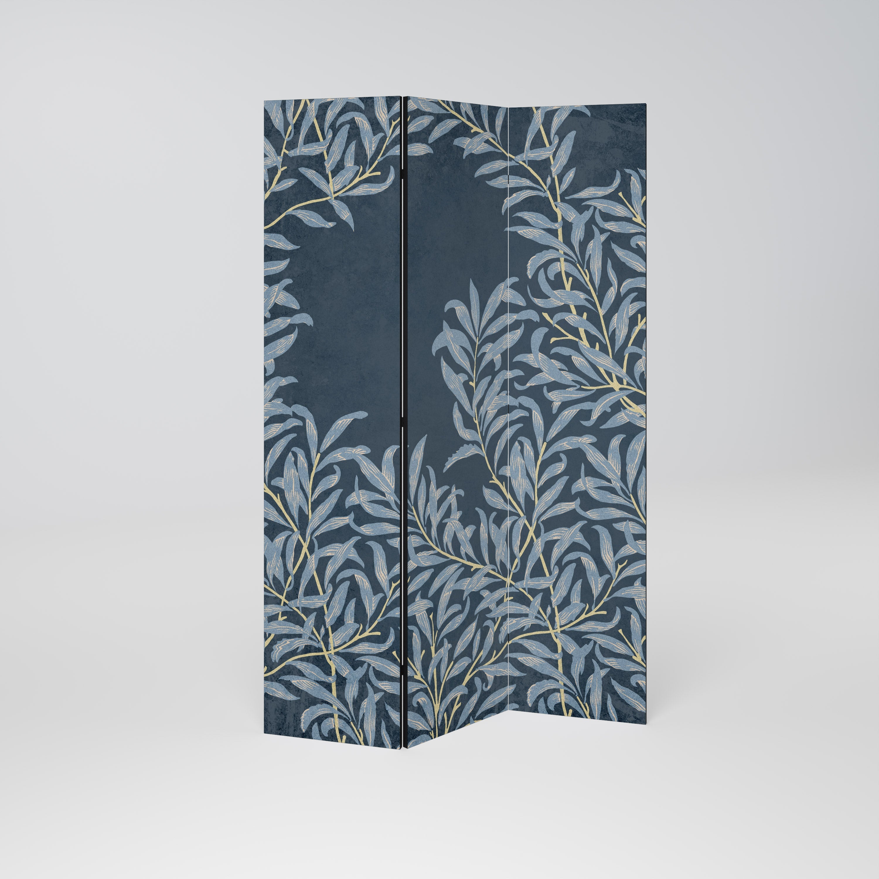 BLUE LEAVES Decorative 3-Panel Room Divider