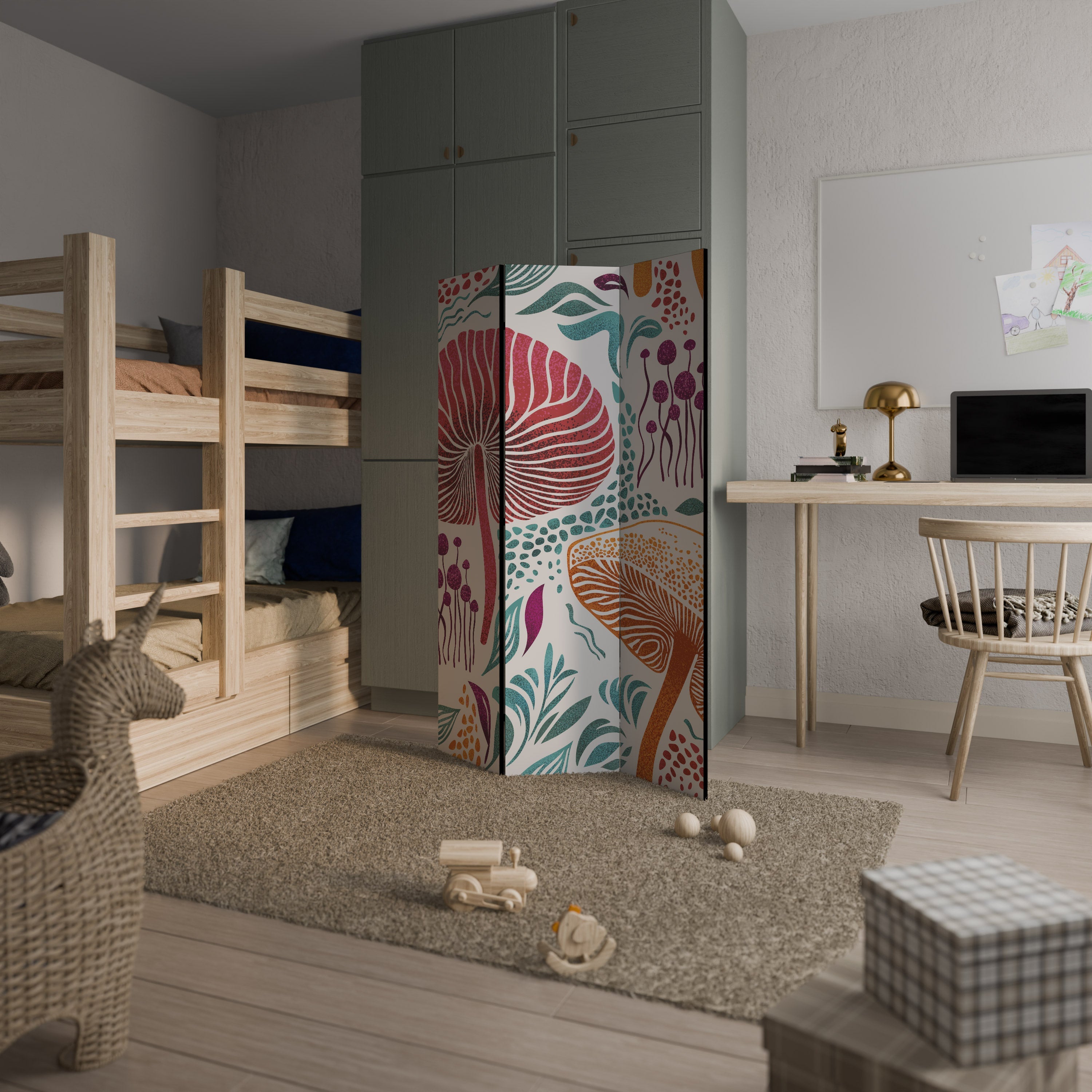 FUNGUS FANTASY Decorative 3-Panel Room Divider