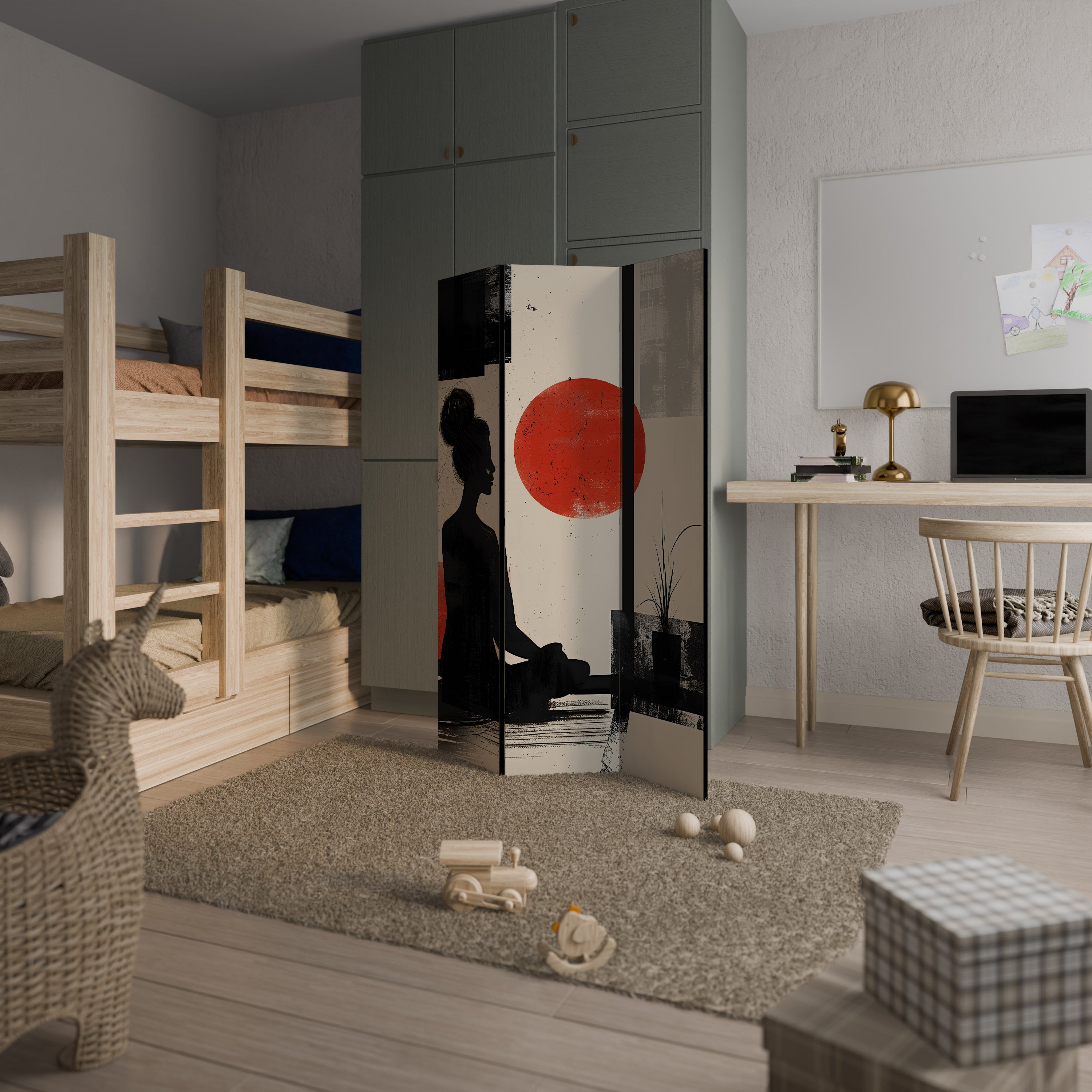 RED SUNSATION Decorative 3-Panel Room Divider