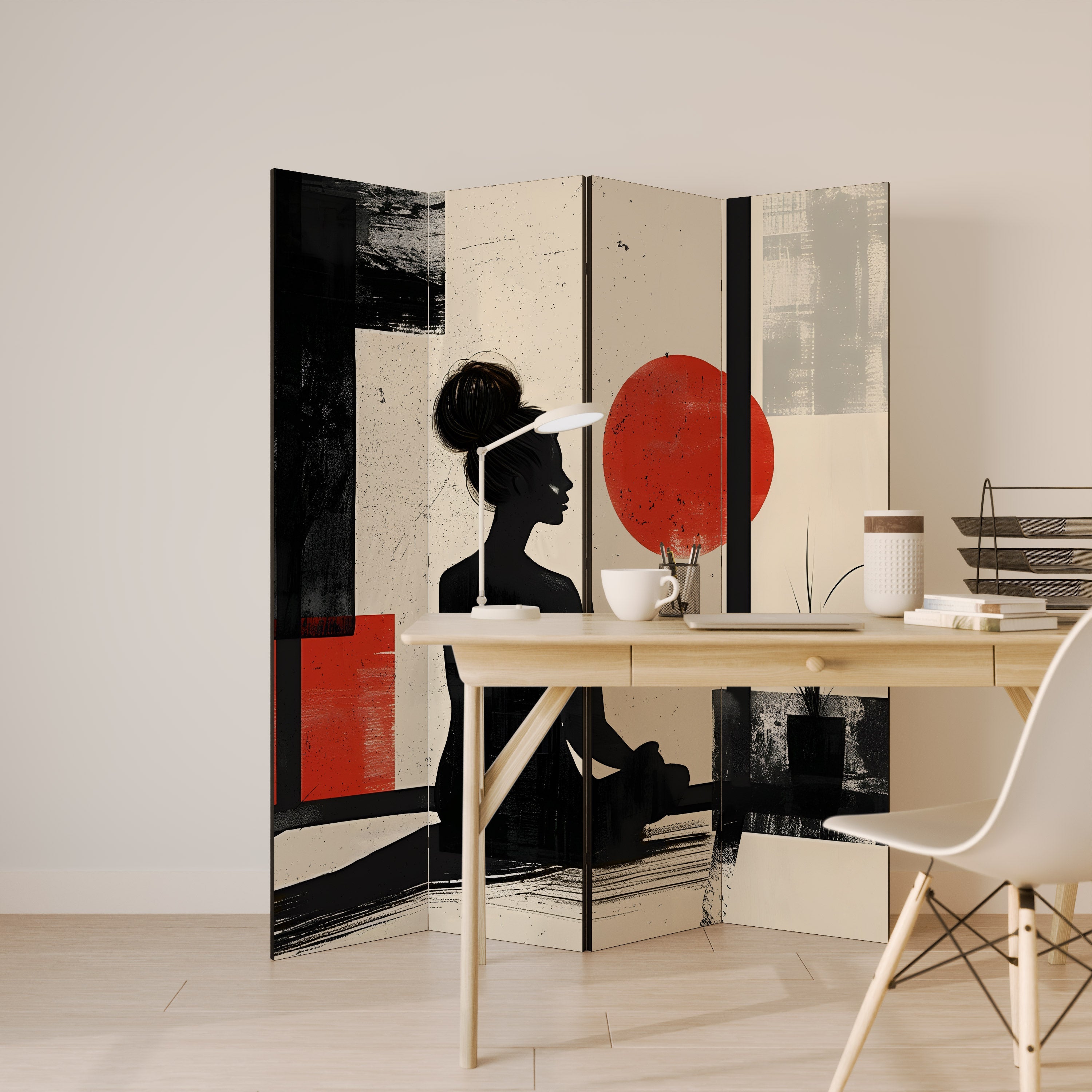 RED SUNSATION Dekorativer 4-teiliger Raumteiler