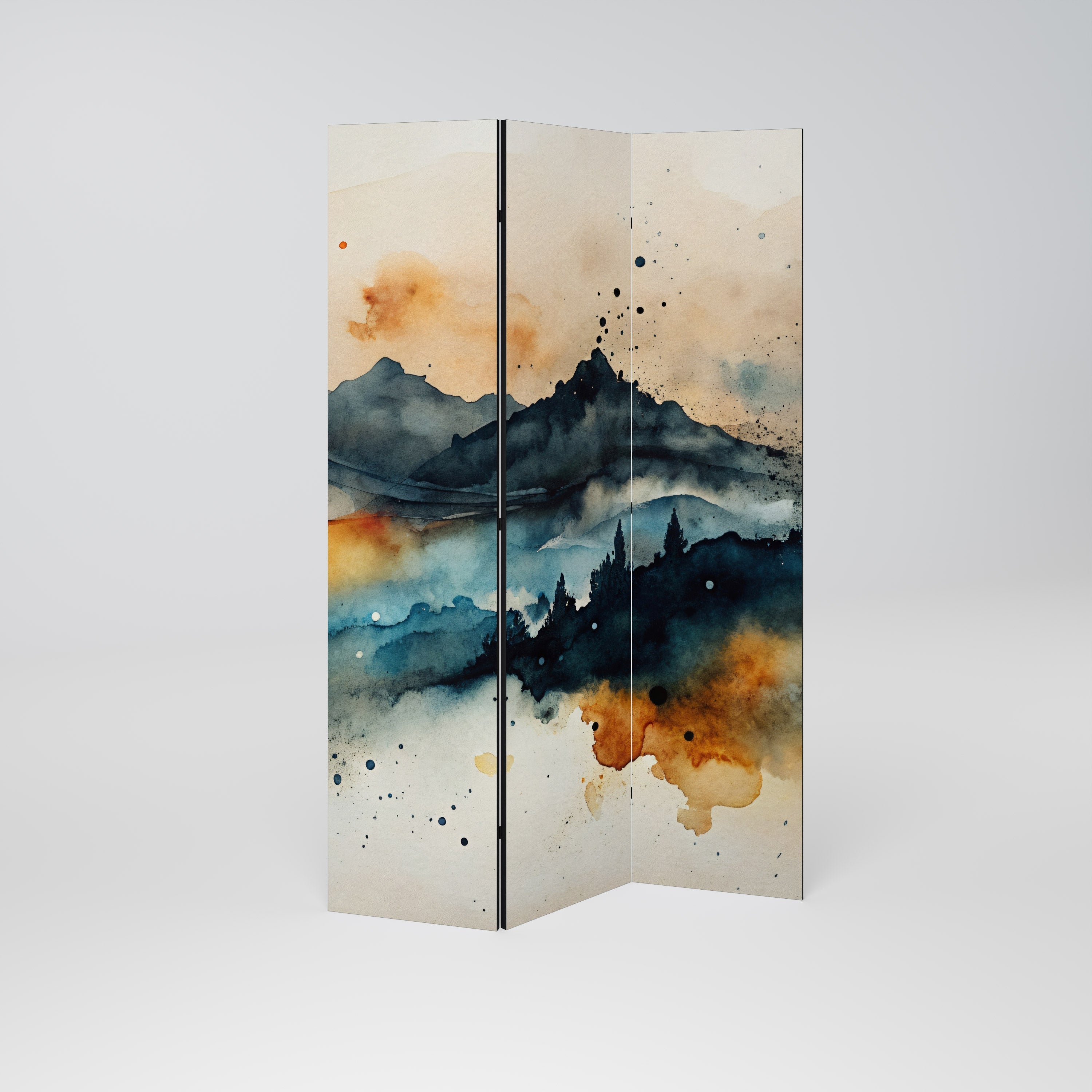 OMINOUS MOUNTAINS Decorative 3-Panel Room Divider
