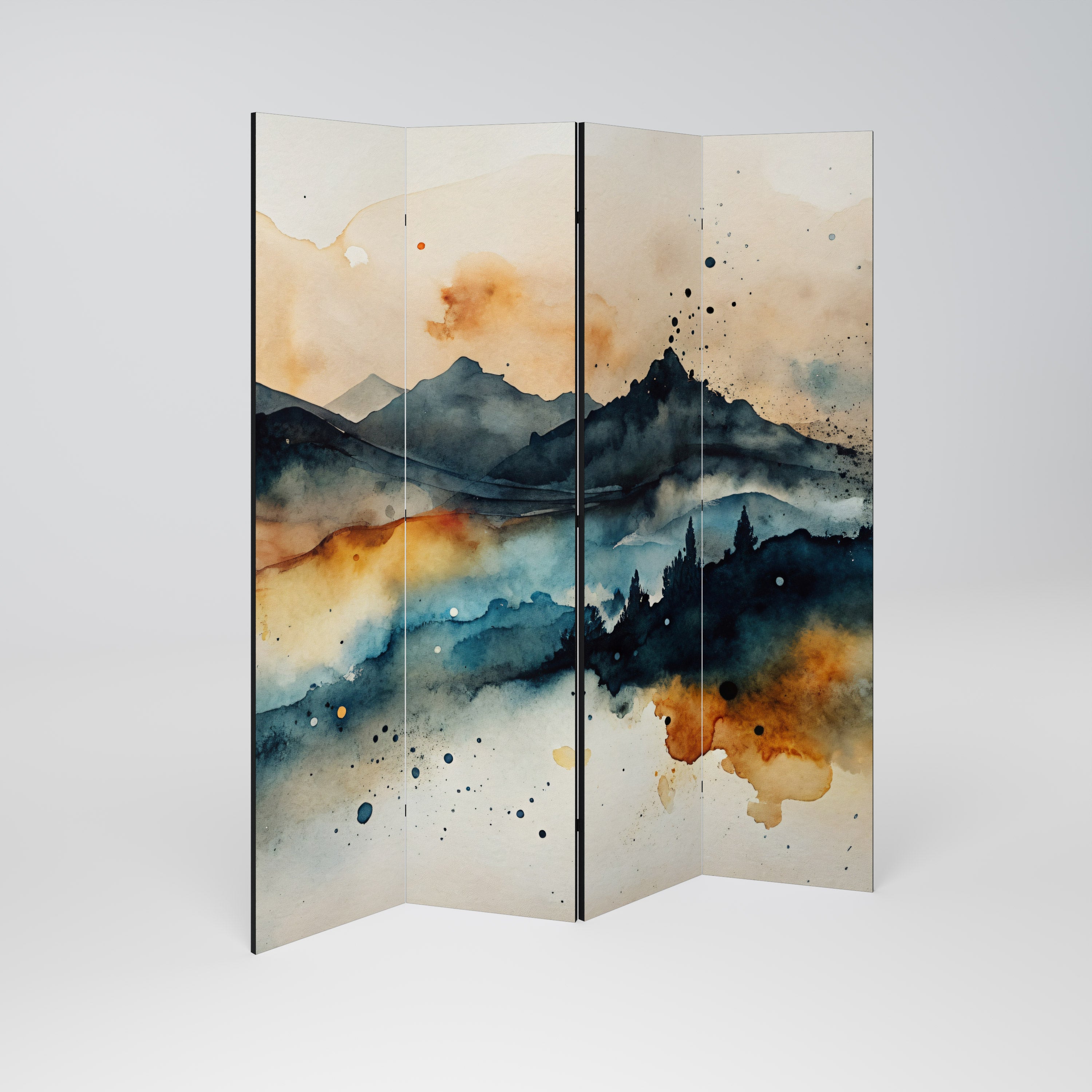 OMINOUS MOUNTAINS Dekorativer 4-teiliger Raumteiler