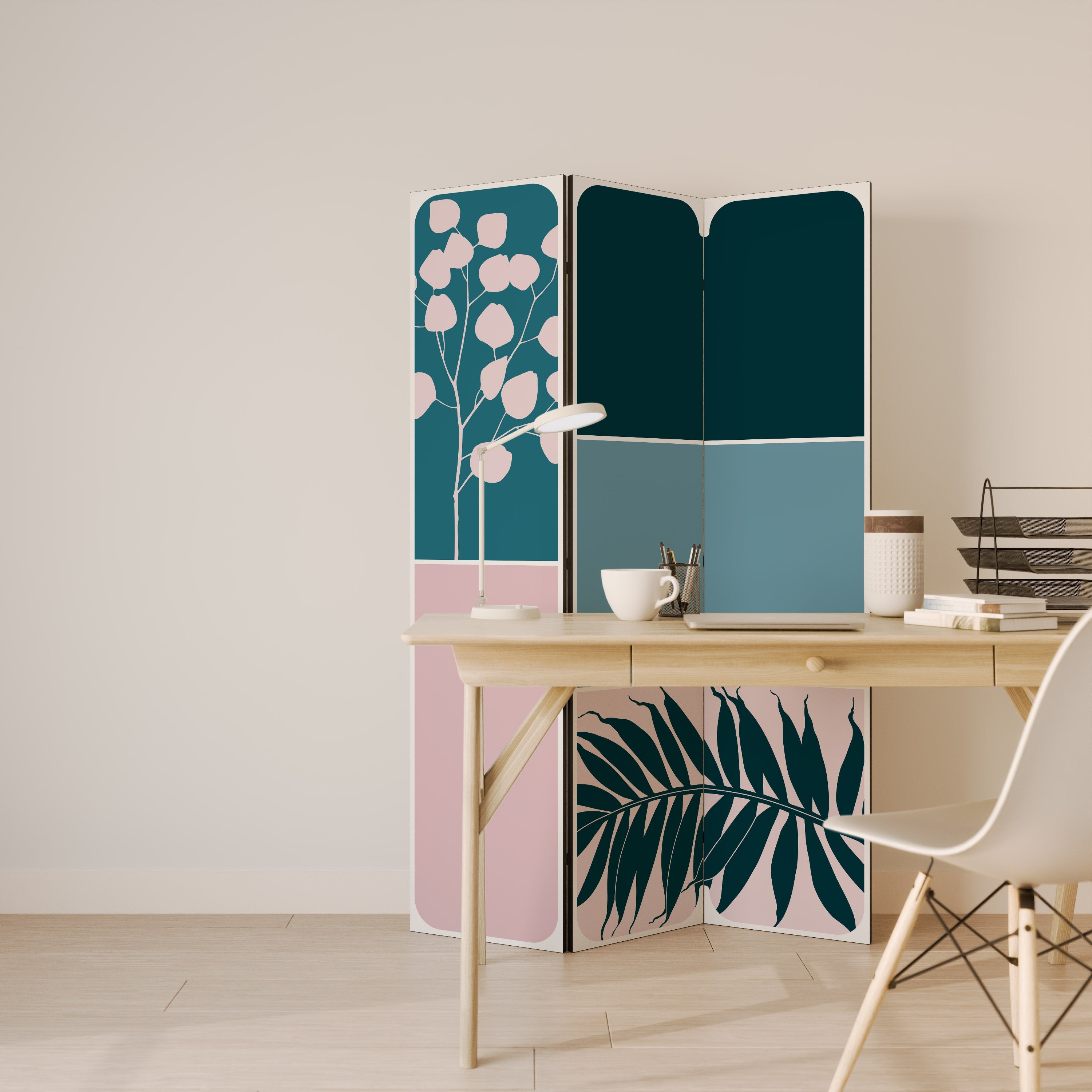 COMBINATION OF SHAPES Decorative 3-Panel Room Divider