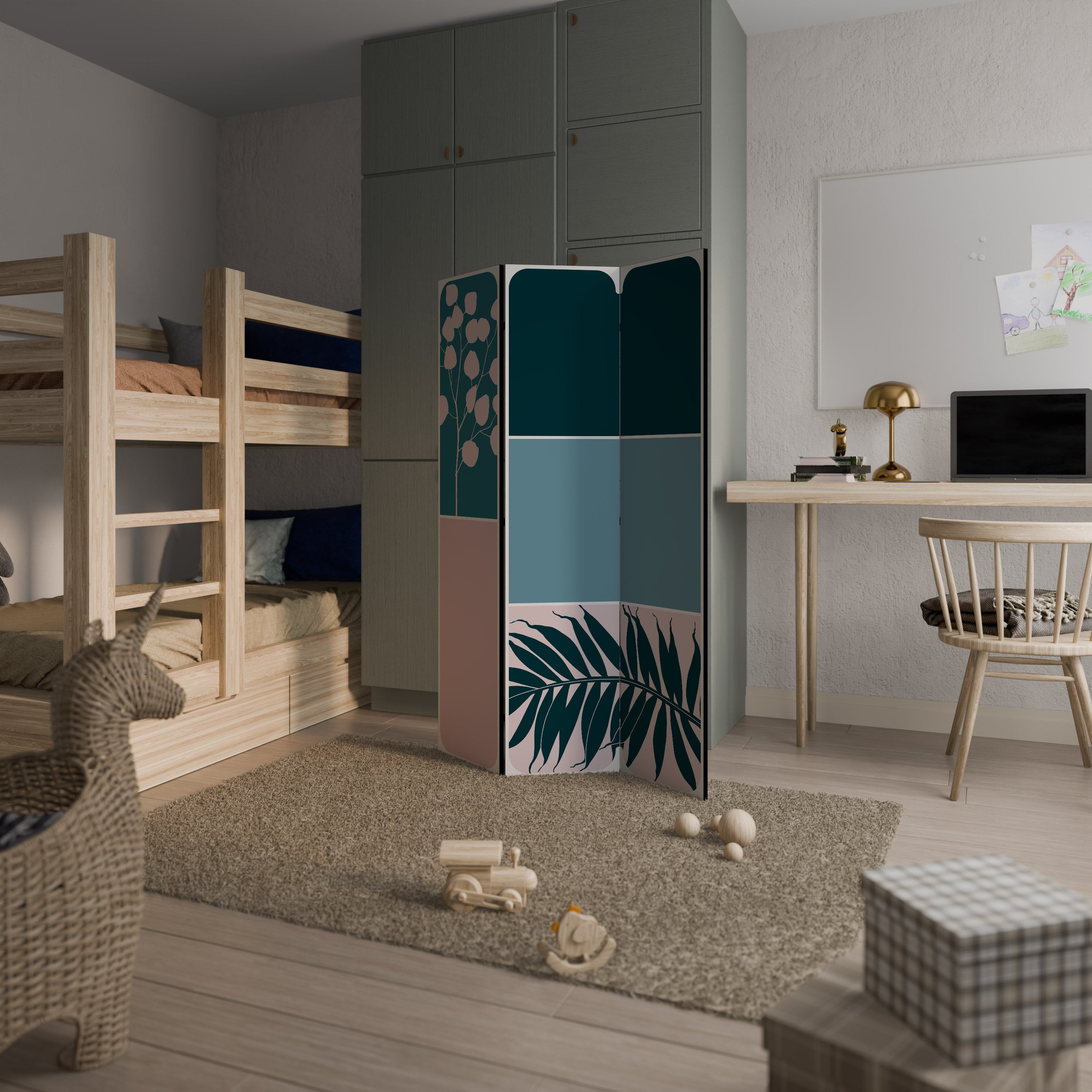 COMBINATION OF SHAPES Decorative 3-Panel Room Divider