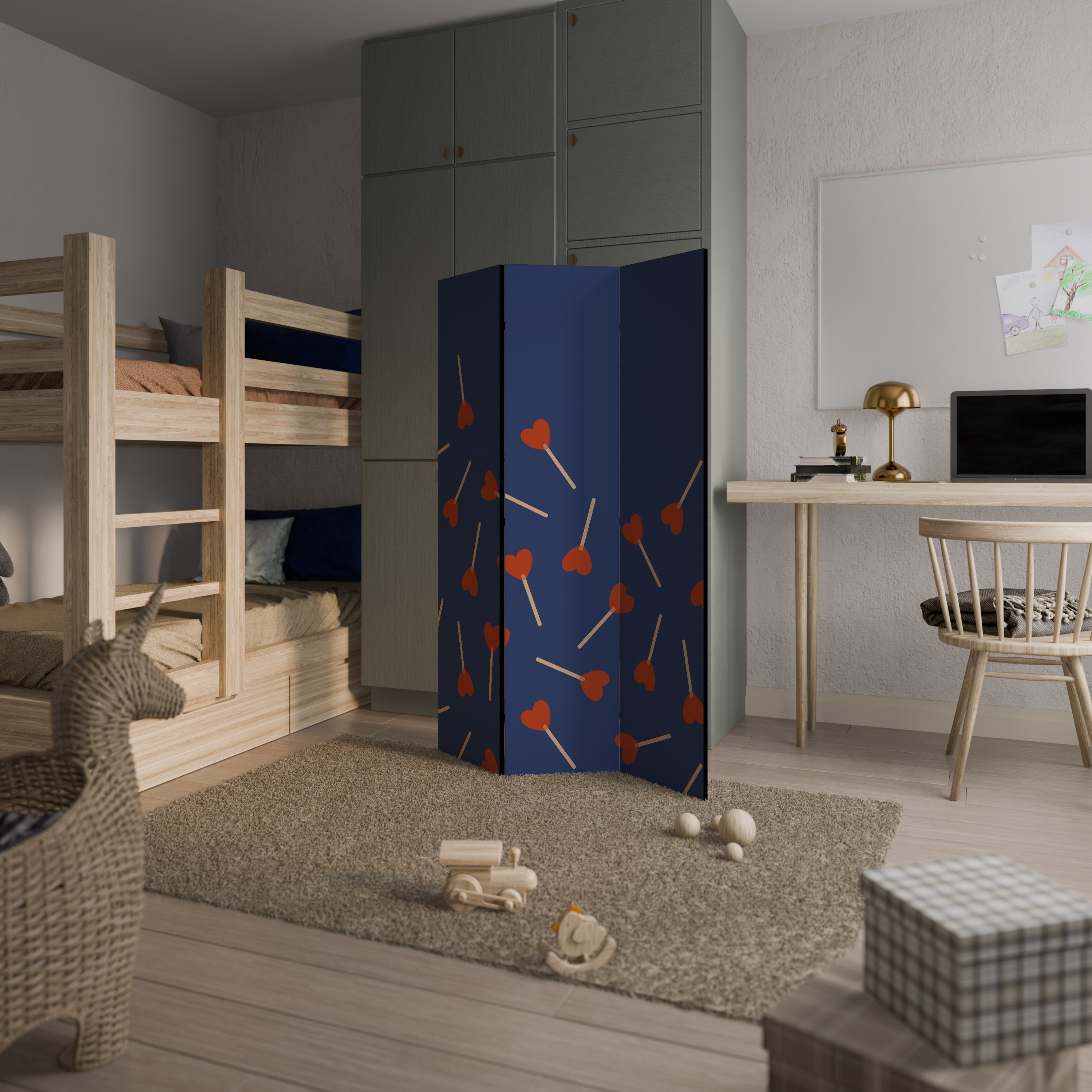 SWEET LOVE Decorative 3-Panel Room Divider