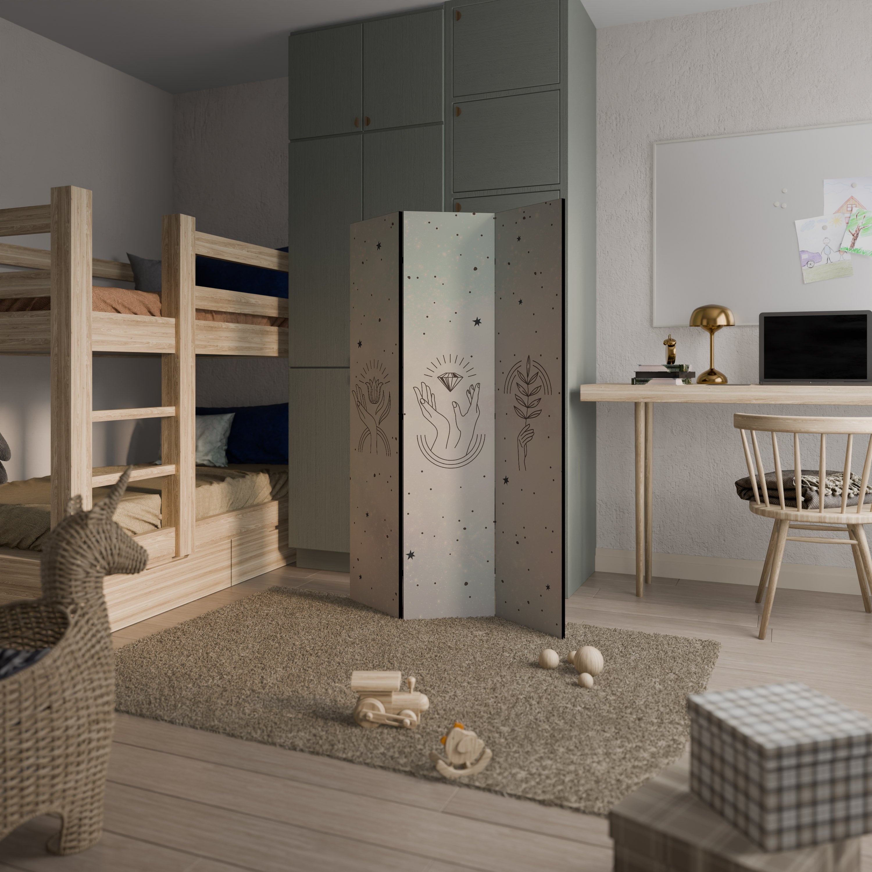 DELICATE BEAUTY Decorative 3-Panel Room Divider