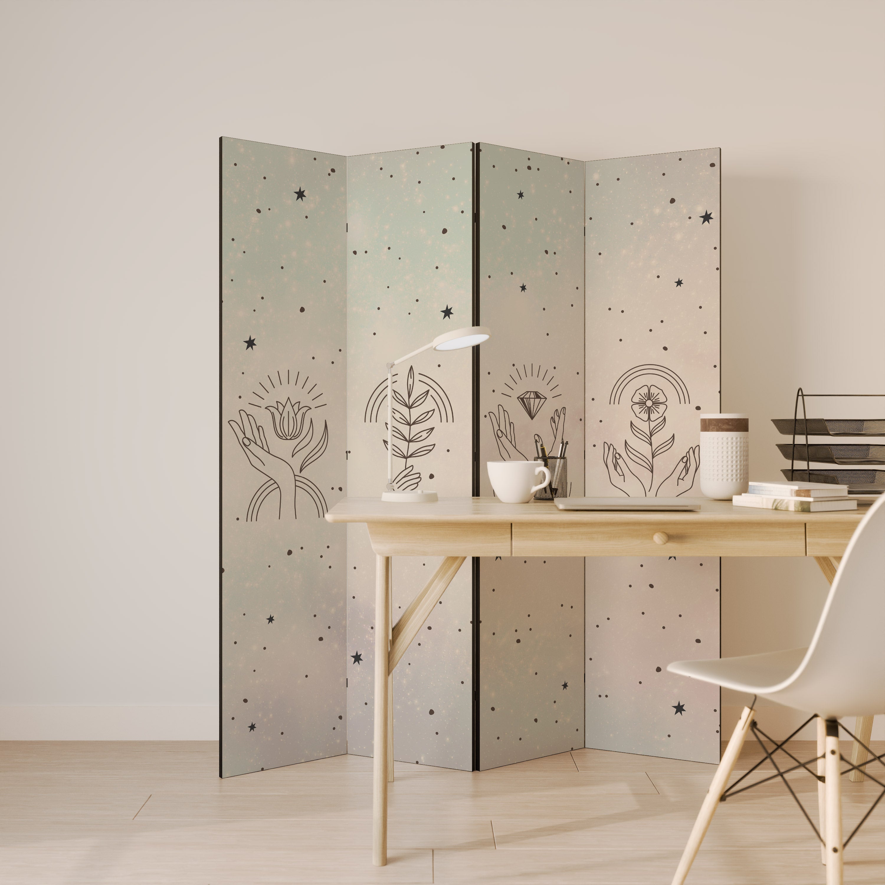 DELICATE BEAUTY Dekorativer 4-teiliger Raumteiler