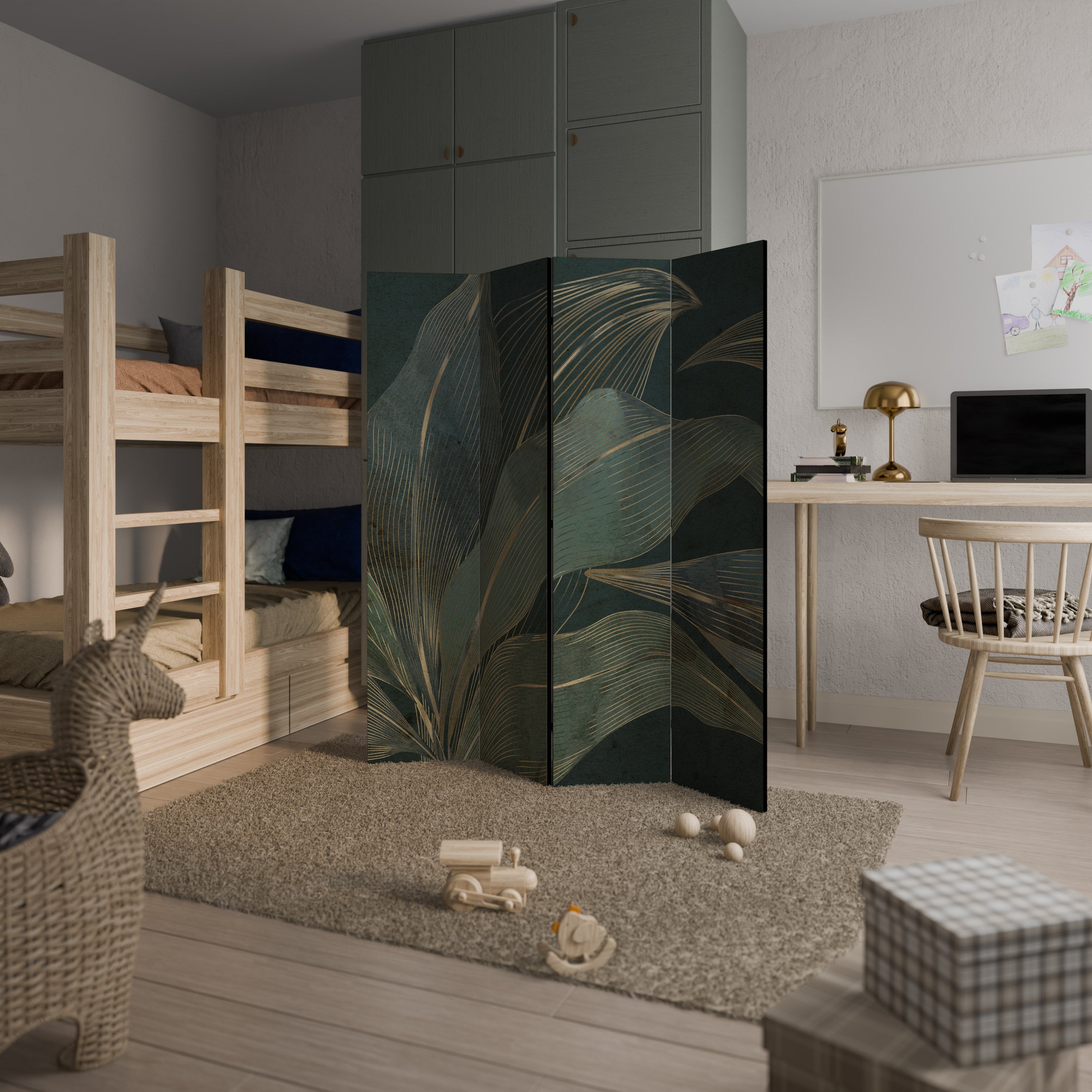 Dekorativer 4-teiliger Raumteiler ROYAL GREEN