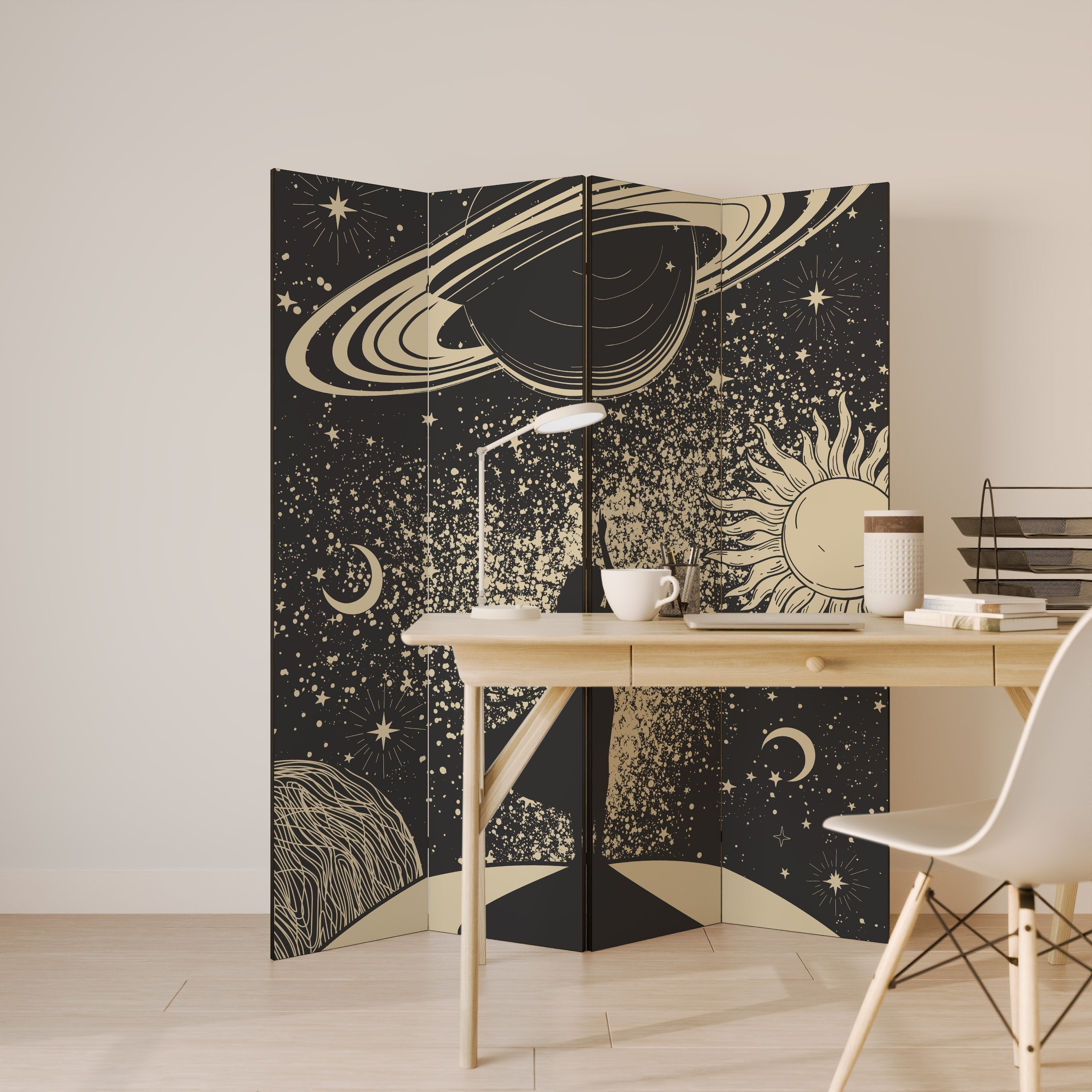 MYSTIC UNIVERSE Dekorativer 4-teiliger Raumteiler