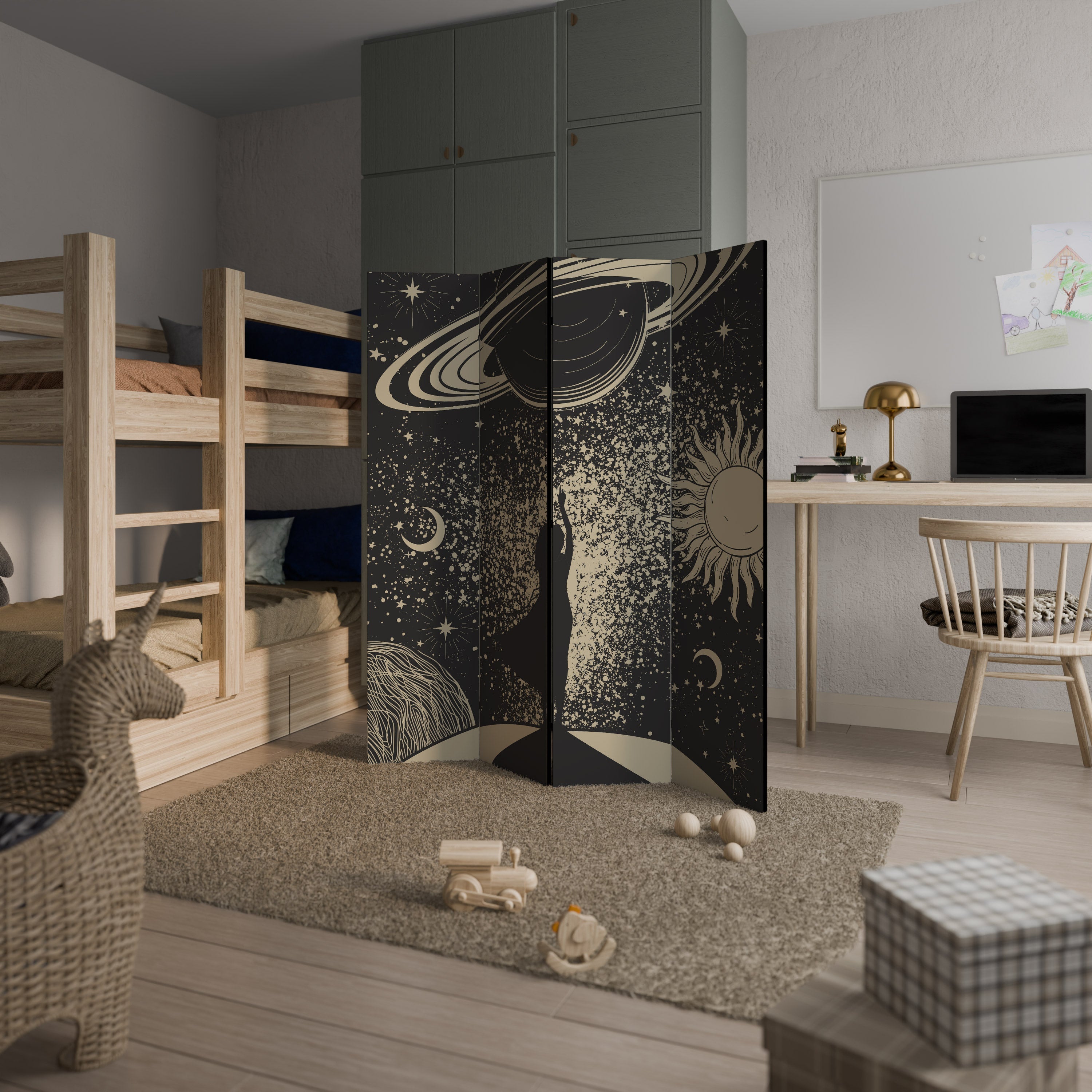 MYSTIC UNIVERSE Dekorativer 4-teiliger Raumteiler