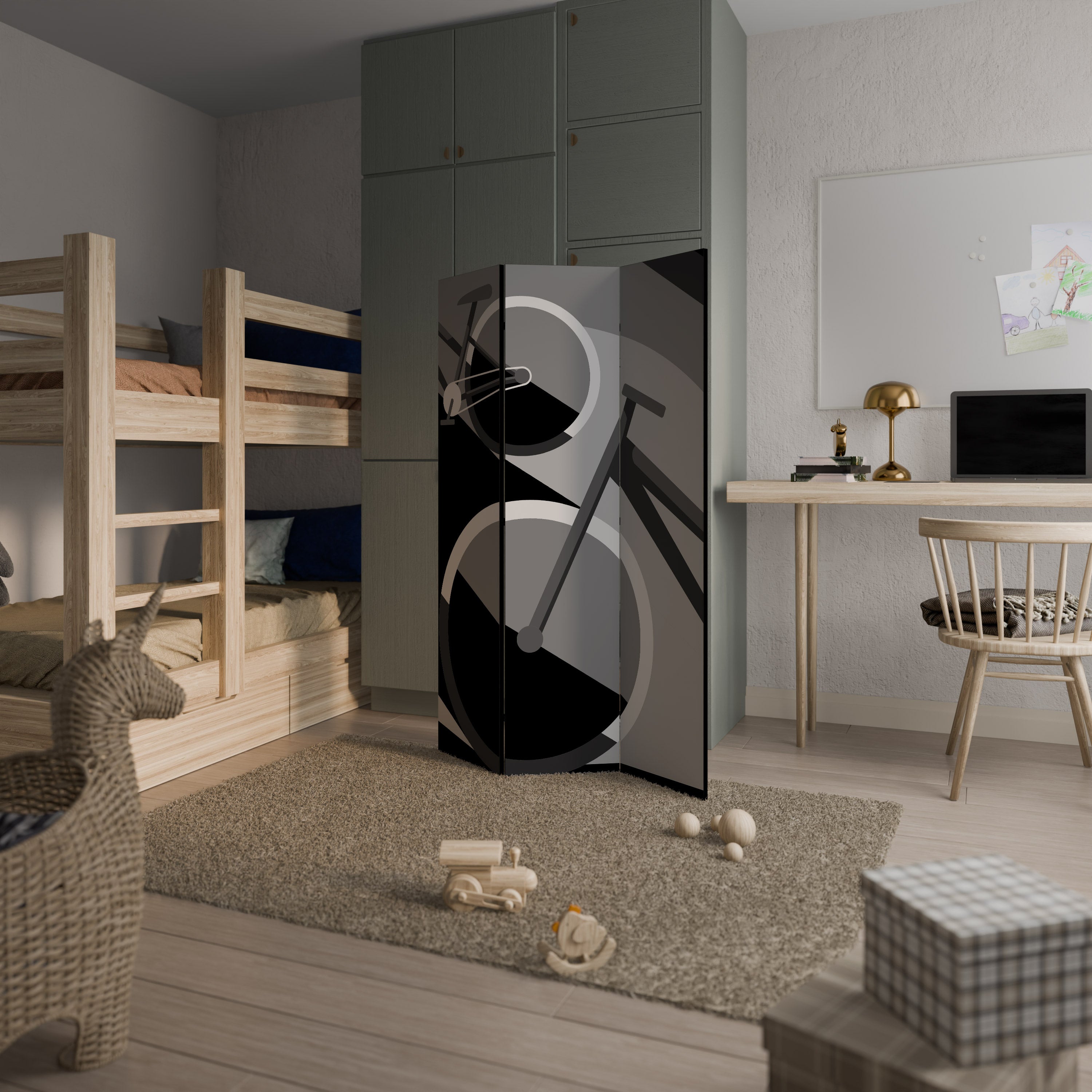 BIKE ENERGY Decorative 3-Panel Room Divider