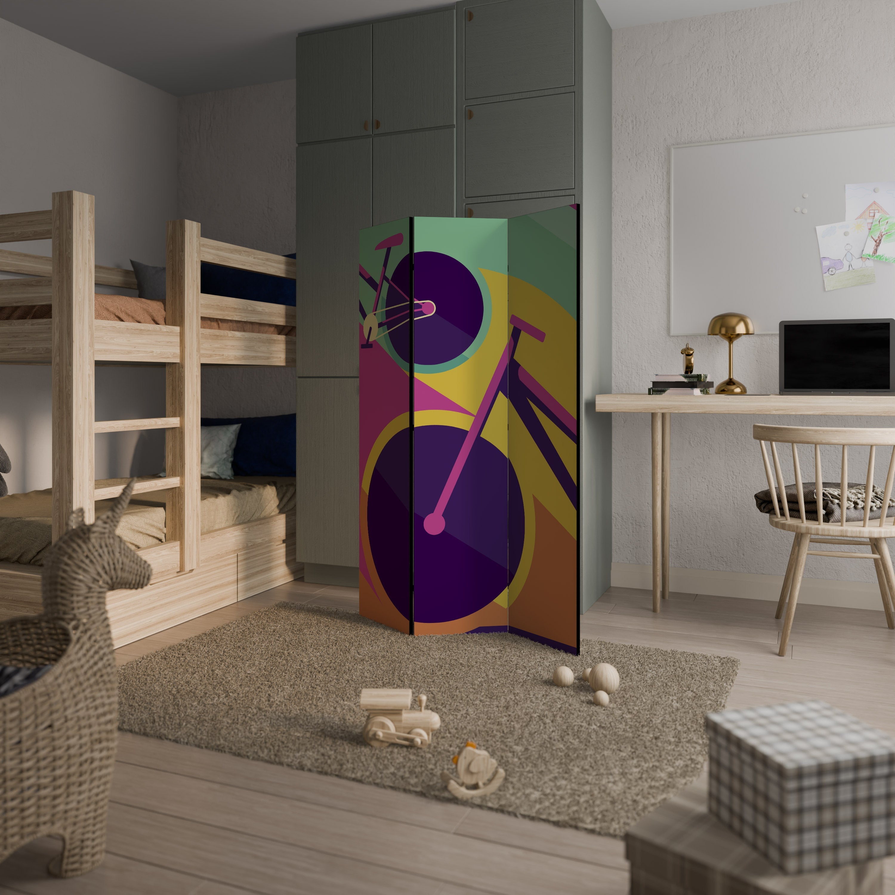 BIKE DREAMS Decorative 3-Panel Room Divider
