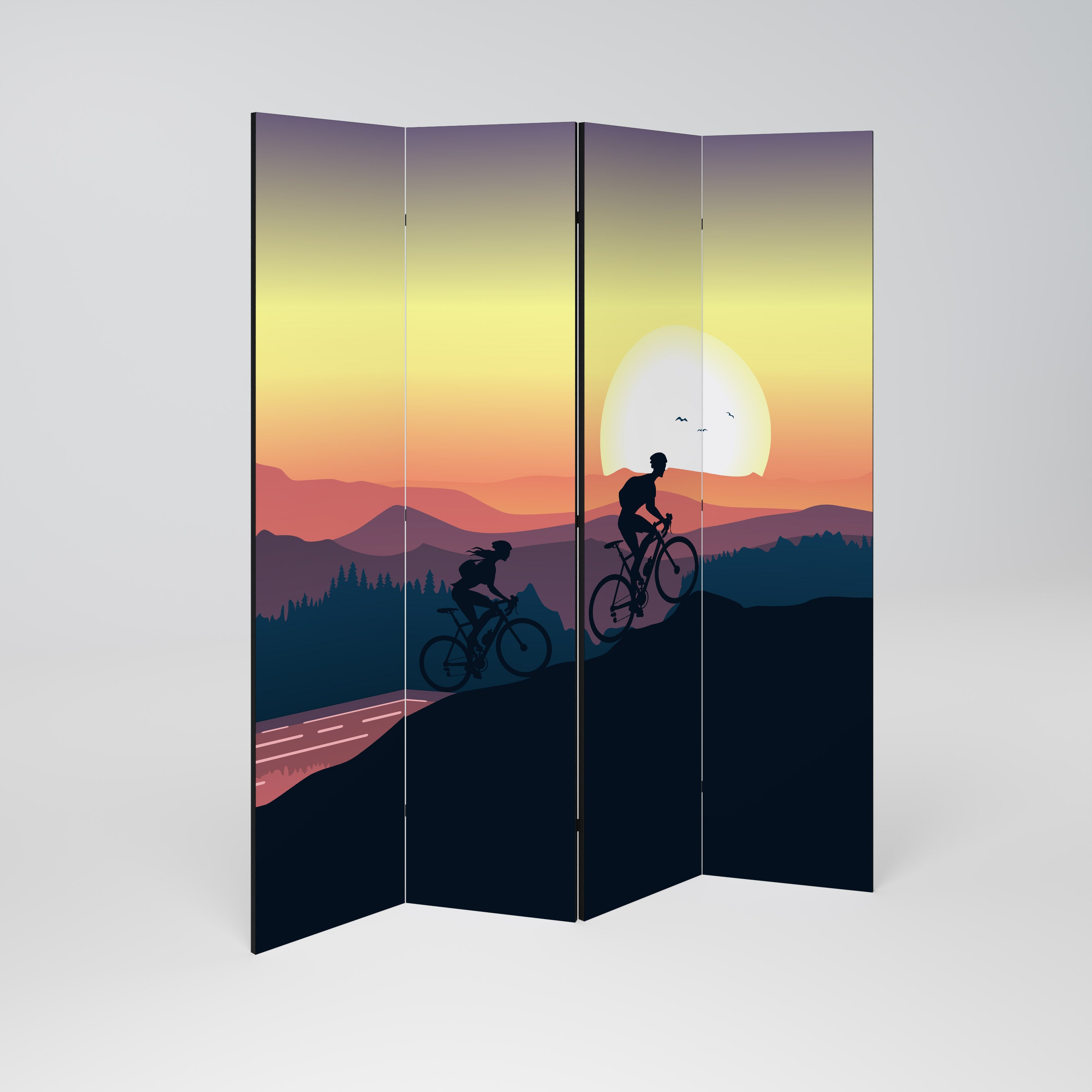 CYCLING HORIZON Dekorativer 4-teiliger Raumteiler