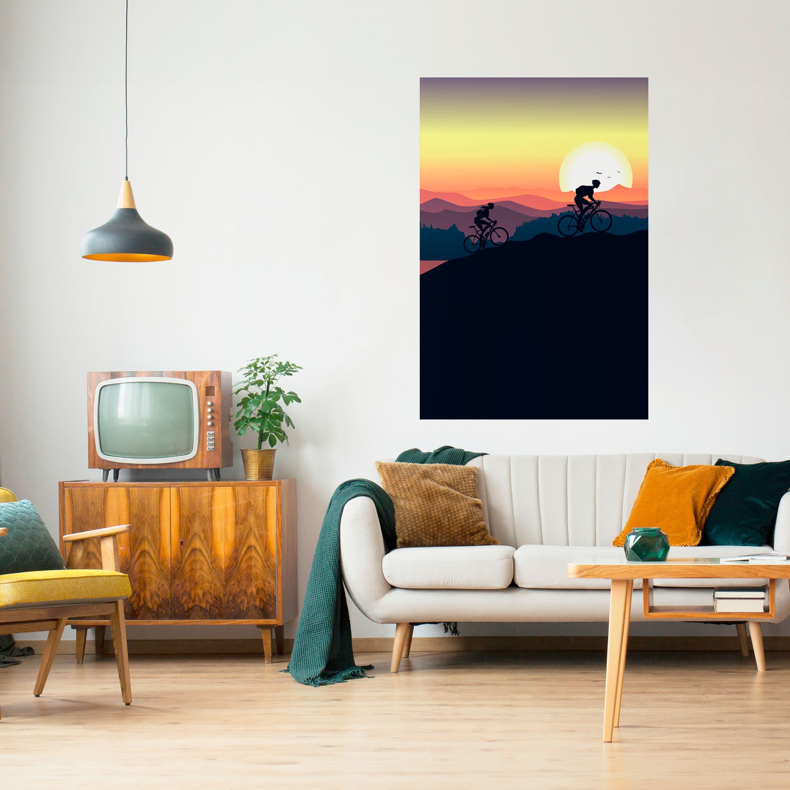 CYCLING HORIZON Peel and Stick Vertical Poster
