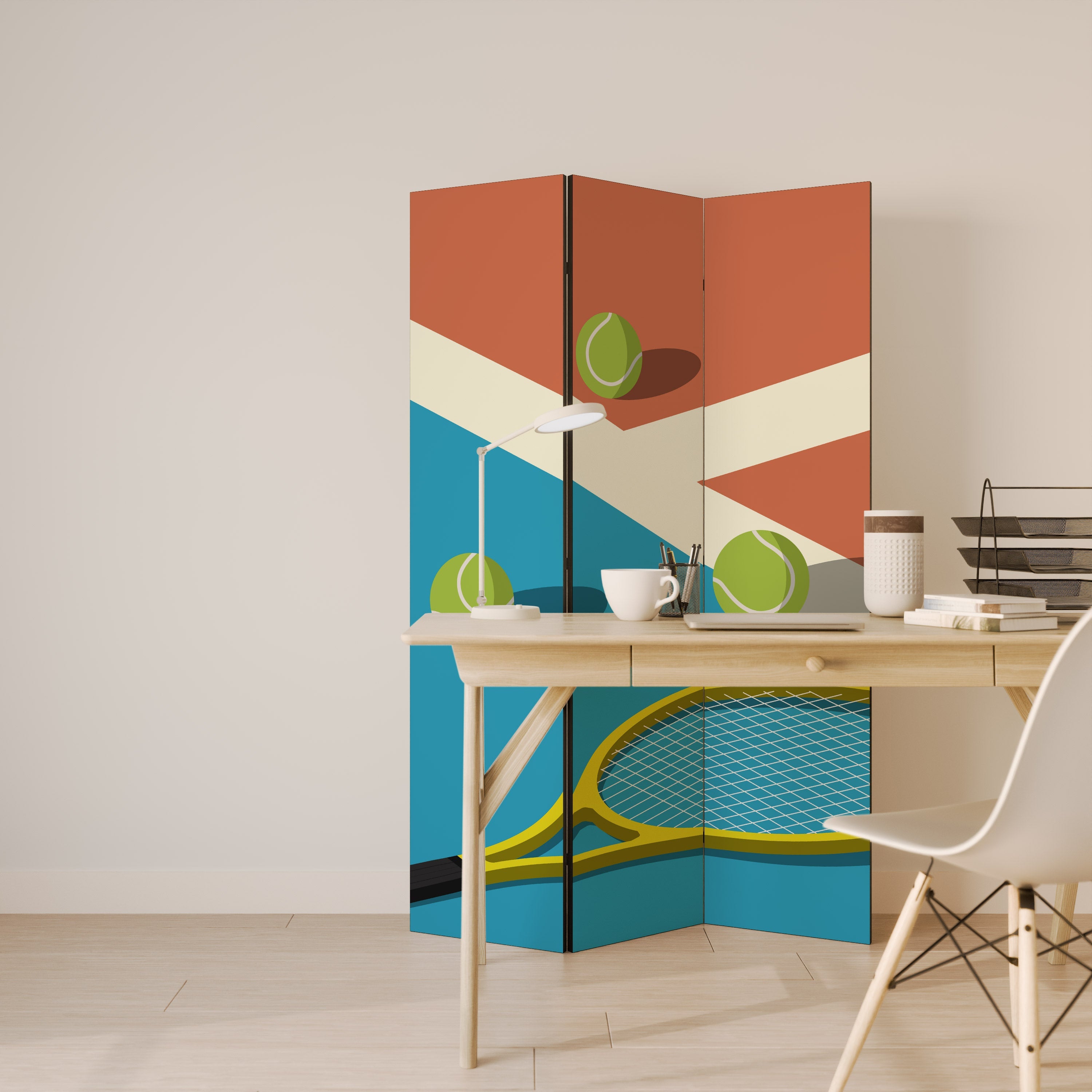 TENNIS ESSENTIALS Decorative 3-Panel Room Divider