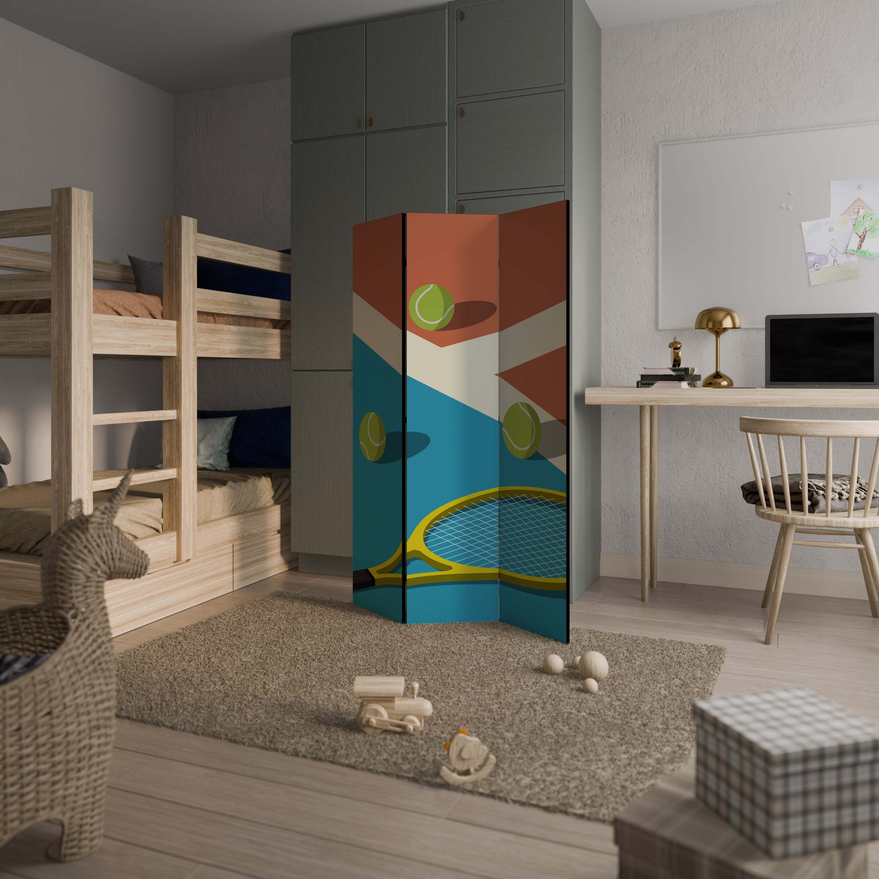 TENNIS ESSENTIALS Decorative 3-Panel Room Divider