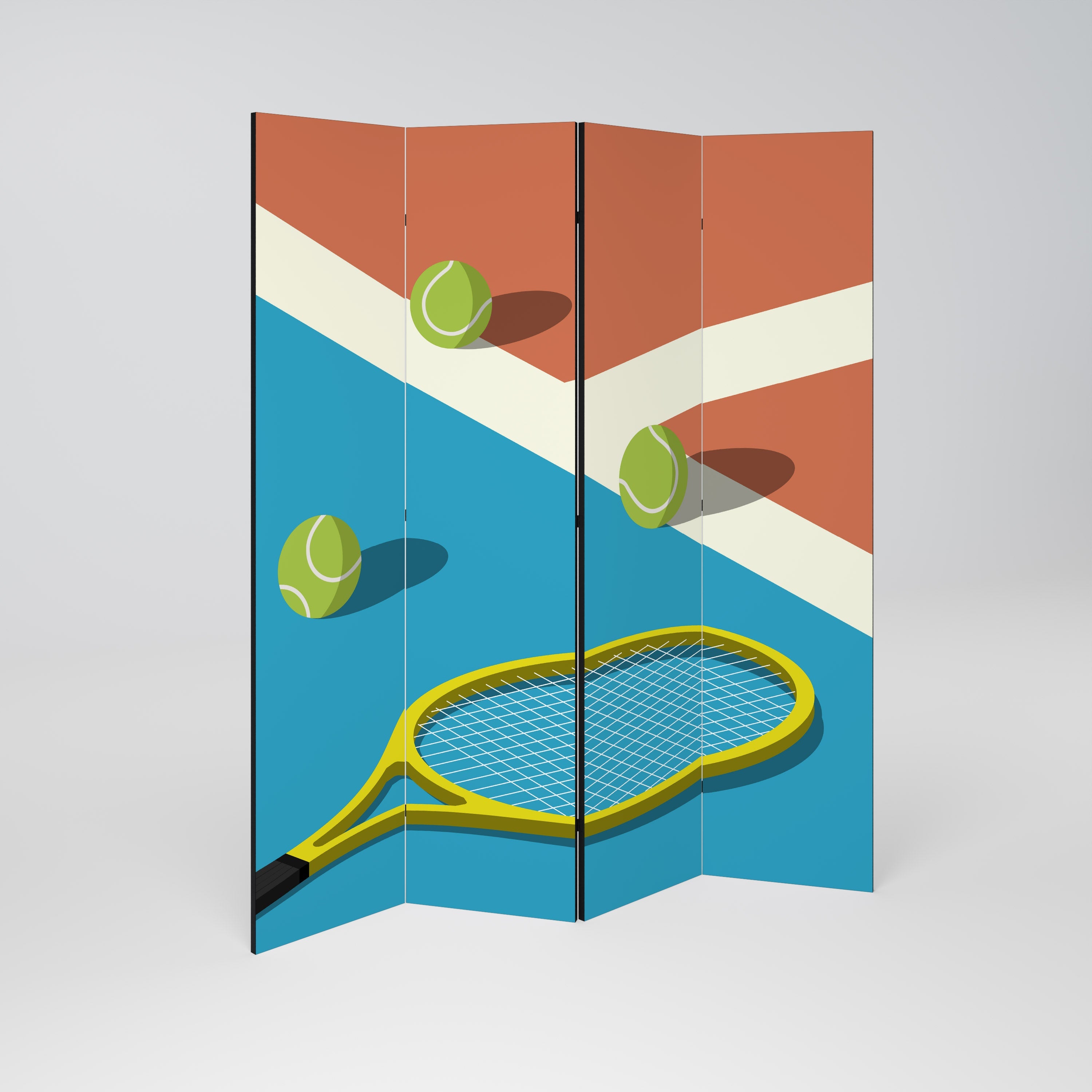 TENNIS ESSENTIALS Dekorativer 4-teiliger Raumteiler